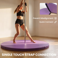Soozier Pole Dance Mat, 2"T x 5'W Folding Pole Crash Mat for Home, Lightweight and Foldable, Light Purple