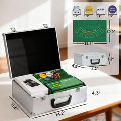 Soozier Poker Chip Set with Aluminum Case, Card Shuffler, 300 Chips, 2 Decks of Cards, Dealer Button for Texas Holdem Blackjack