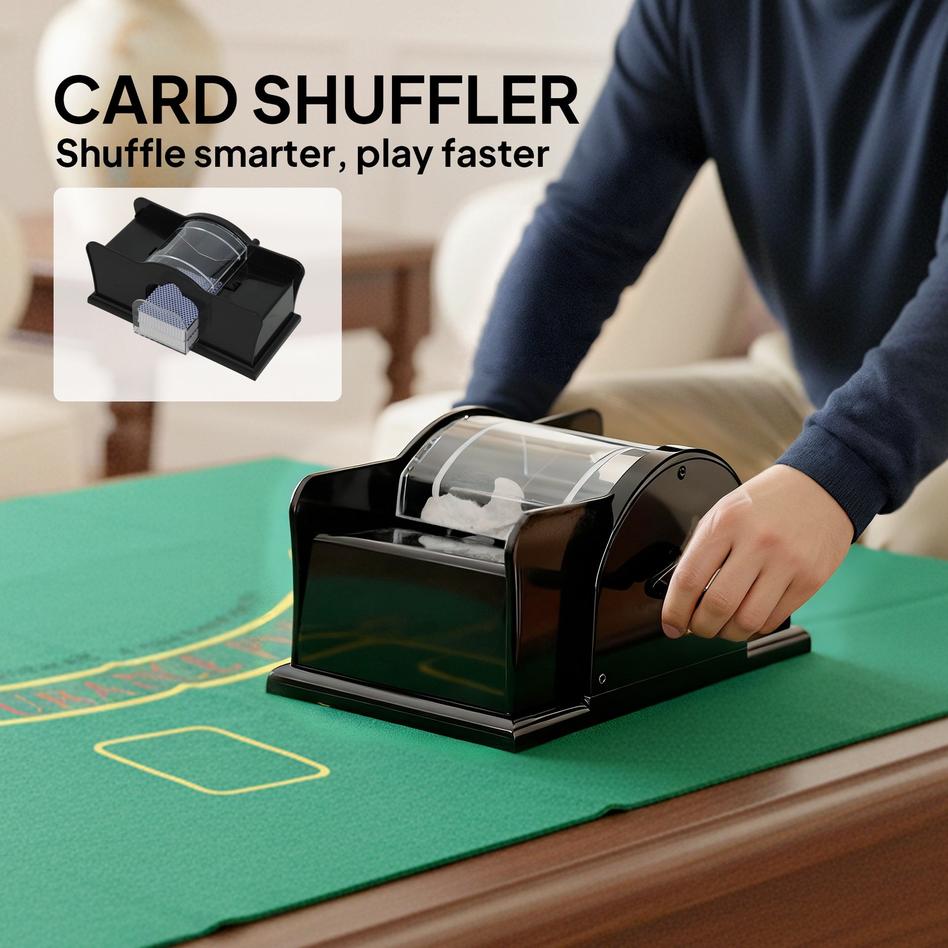 Soozier Poker Chip Set with Aluminum Case, Card Shuffler, 300 Chips, 2 Decks of Cards, Dealer Button for Texas Holdem Blackjack