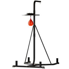 Soozier 2-in-1 Punching Bag Stand, Adjustable Height Heavy Bag Stand with Weighted Base and Speed Bag for Home, Black