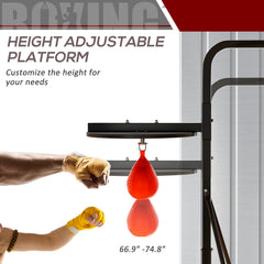 Soozier 2-in-1 Punching Bag Stand, Adjustable Height Heavy Bag Stand with Weighted Base and Speed Bag for Home, Black