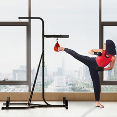 Soozier 2-in-1 Punching Bag Stand, Adjustable Height Heavy Bag Stand with Weighted Base and Speed Bag for Home, Black