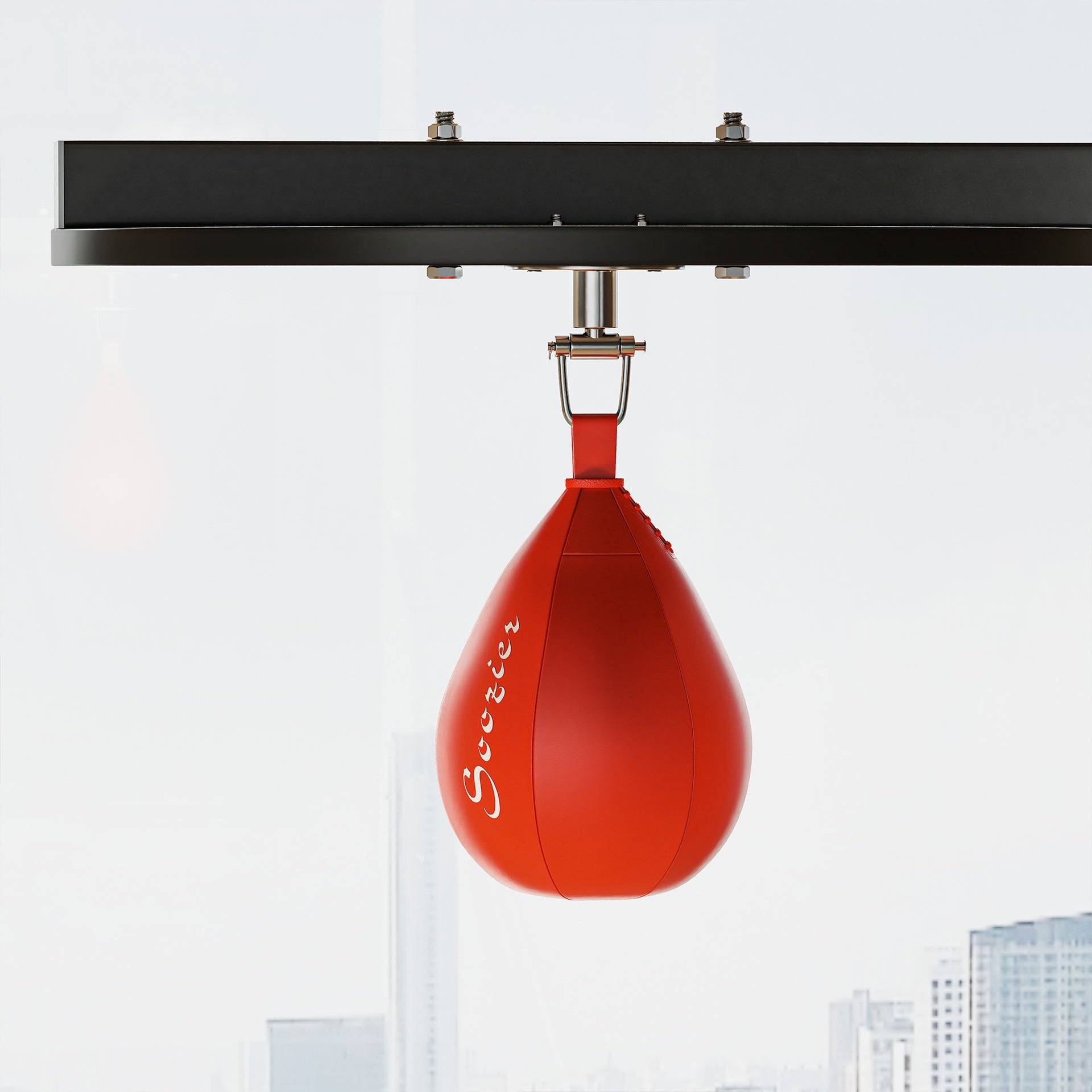 Soozier 2-in-1 Punching Bag Stand, Adjustable Height Heavy Bag Stand with Weighted Base and Speed Bag for Home, Black