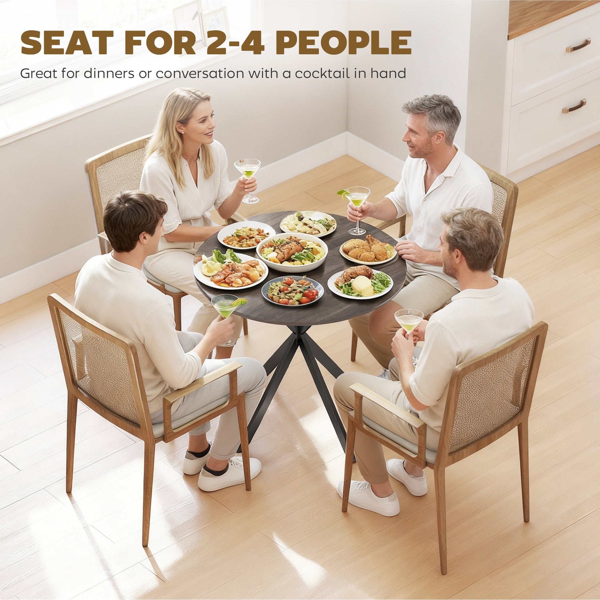 HOMCOM 31.5" Small Round Dining Table for 2, Industrial Kitchen Table with Cross Steel Legs for Dining Room, Distressed Brown
