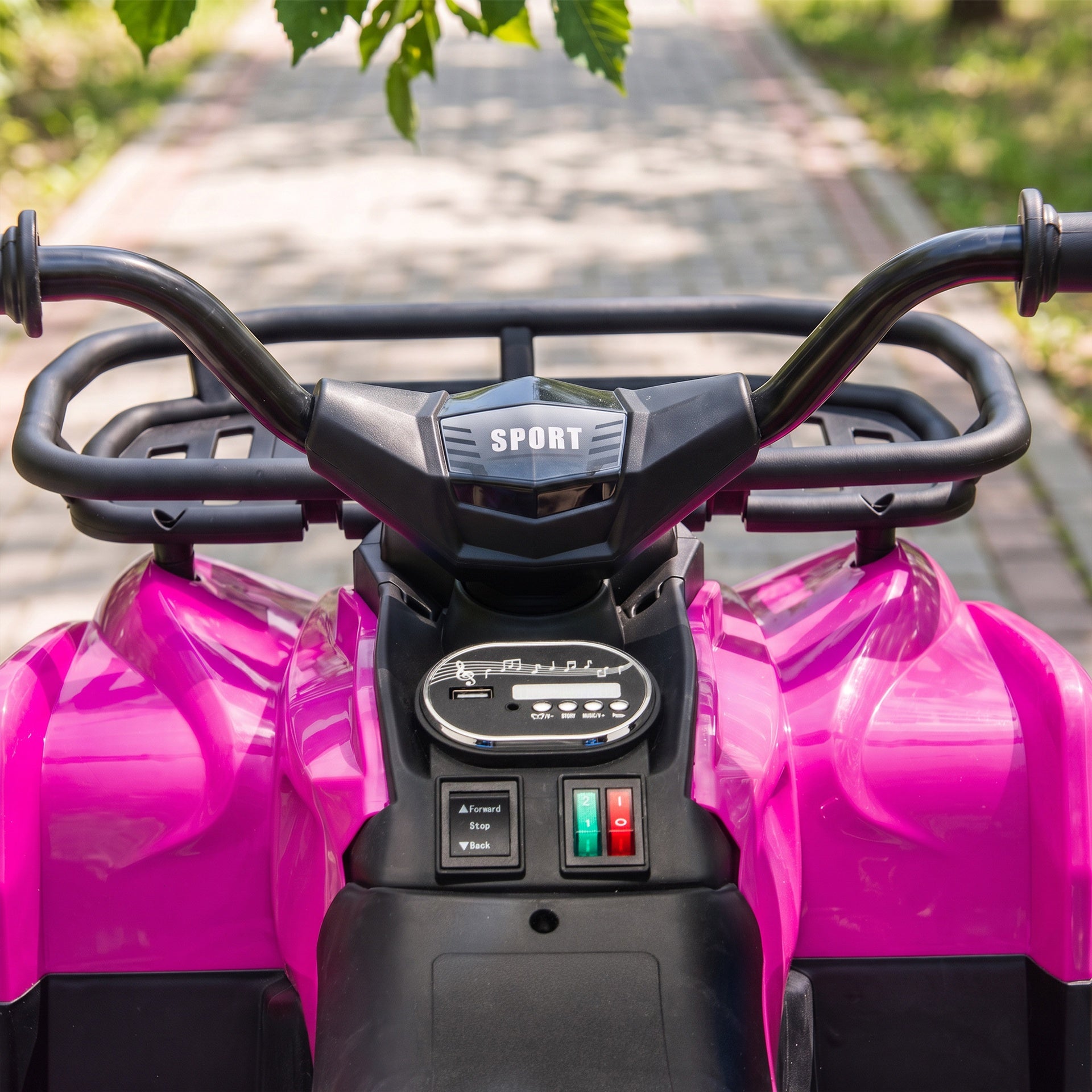 Qaba 24V Ride on ATV, 4 Wheeler for Kids with Dual Motors, Soft Start, Battery Display, Music, Lights for 3-8 Years, Pink