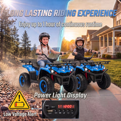 Qaba 24V Ride on ATV, 4 Wheeler for Kids with Dual Motors, Soft Start, Battery Display, Music, Lights for 3-8 Years, Blue