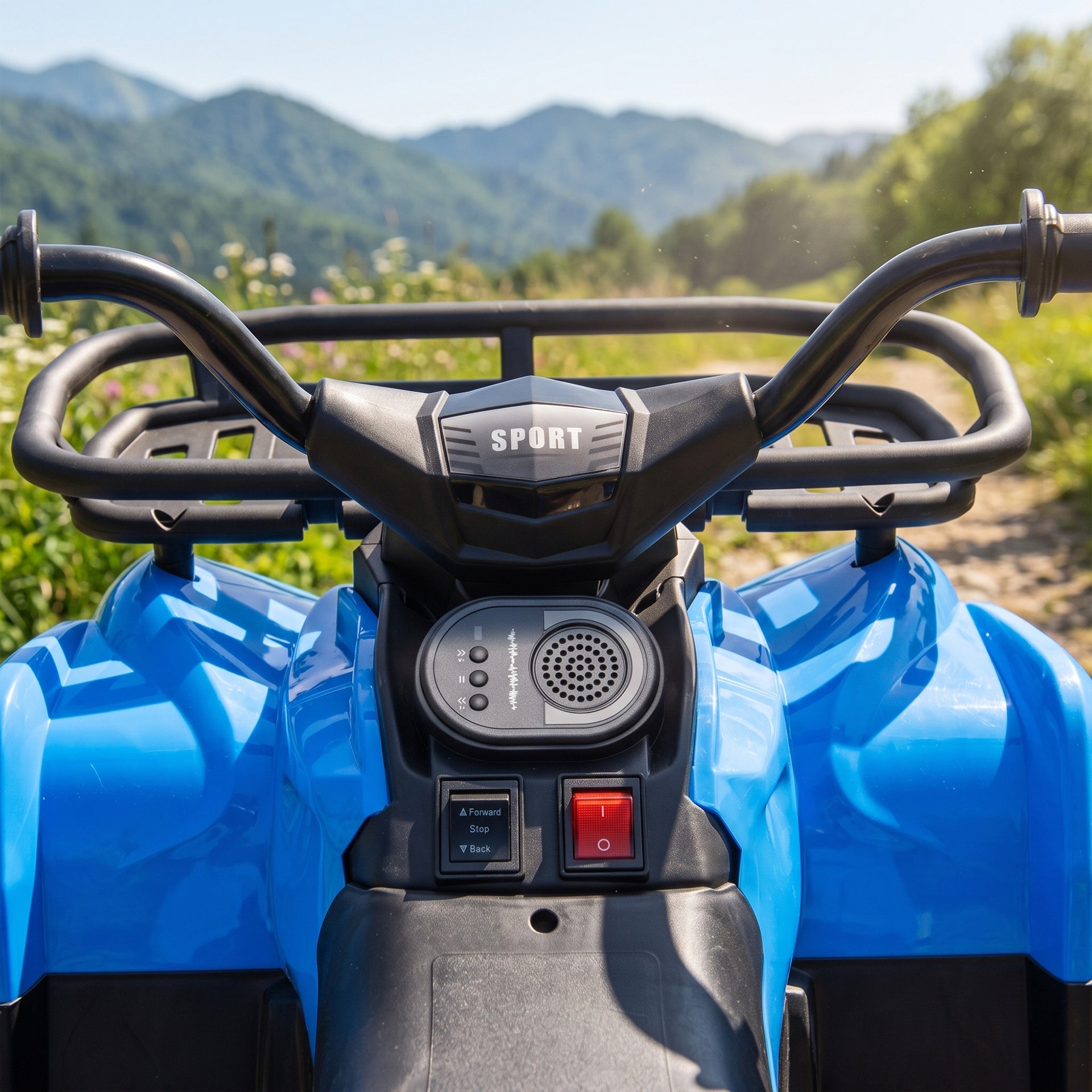 Qaba 12V Ride on ATV, 4 Wheeler for Kids with Dual Motors, Soft Start, Battery Display, Music, Lights for 3-8 Years, Blue