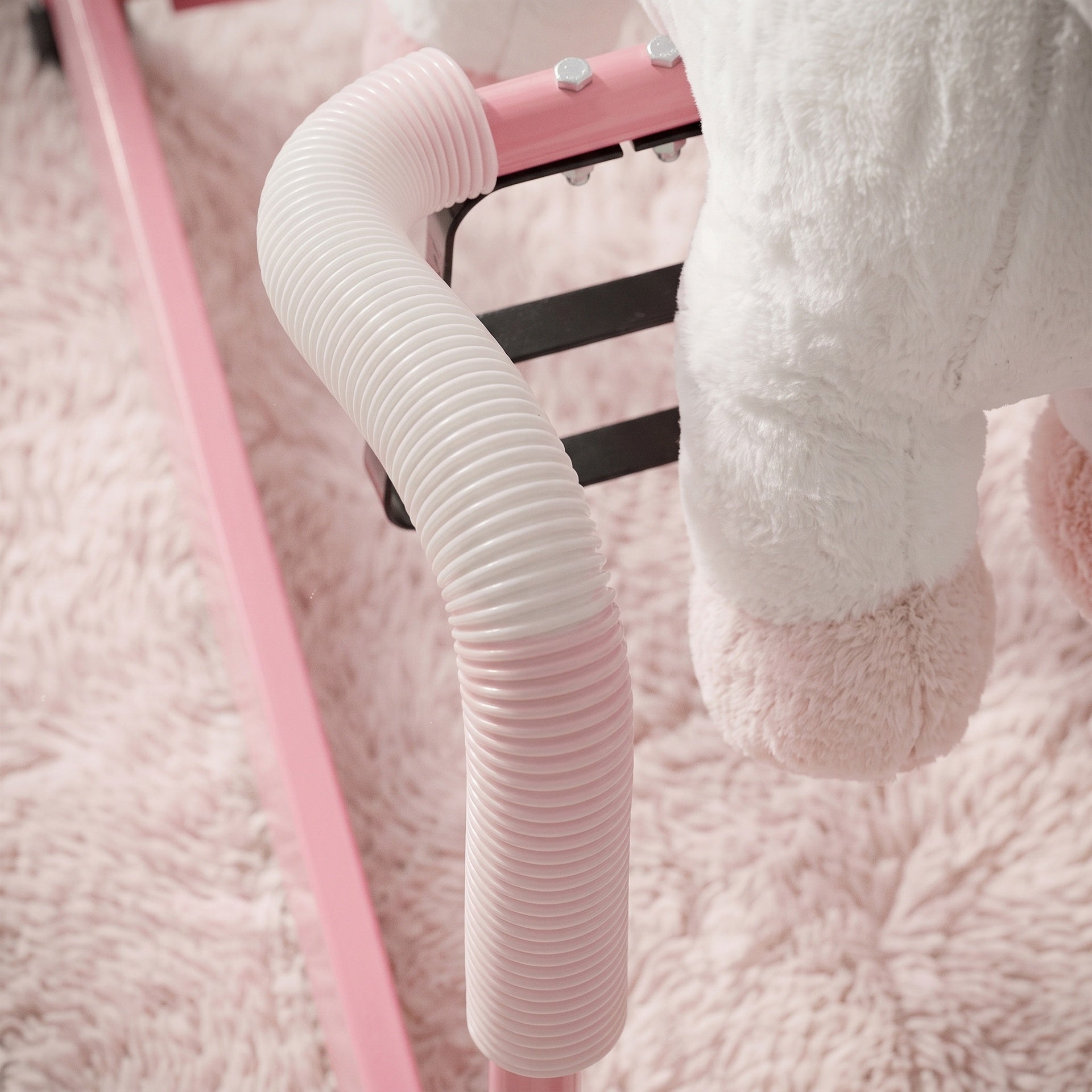 Qaba Kids Spring Rocking Horse, Unicorn Ride on Horse with Neighing Sounds, Plush Animal Ride on Toy for Ages 3+, White