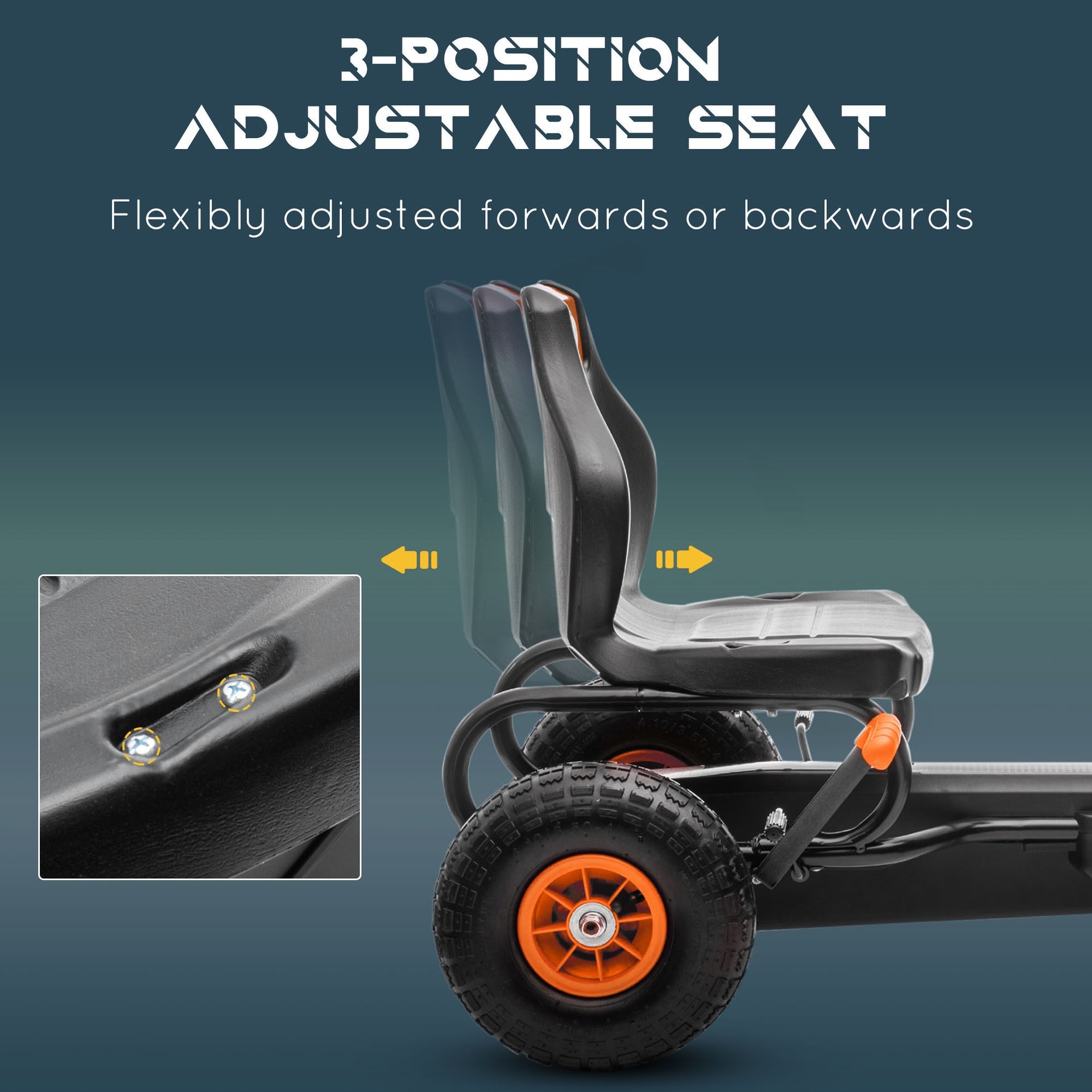 Aosom Kids Pedal Go Kart Ride-on Toy with Ergonomic Comfort, Pedal Car with Tough, Wear-Resistant Tread for Ages 5-12, Orange