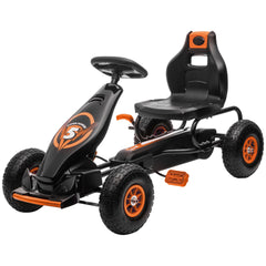 Aosom Kids Pedal Go Kart Ride-on Toy with Ergonomic Comfort, Pedal Car with Tough, Wear-Resistant Tread for Ages 5-12, Orange