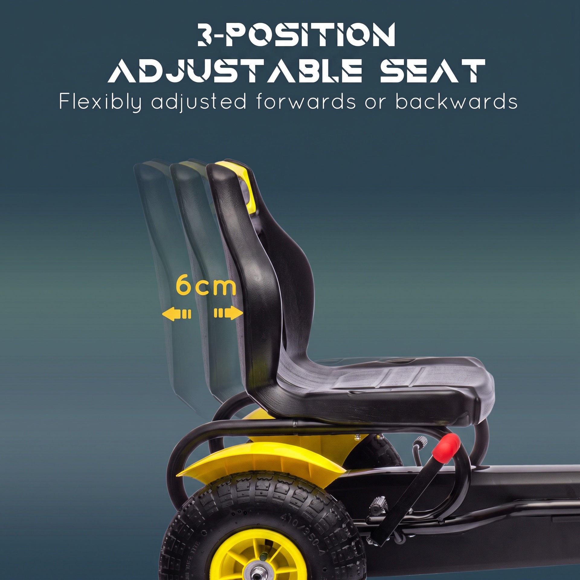 Aosom Kids Pedal Go Kart, Outdoor Ride on Toys with Adjustable Seat, Sharp Handling, Handbrake, 4 Non-Slip Rubber Wheels for Boys & Girls Aged 5-12 Years Old, Yellow