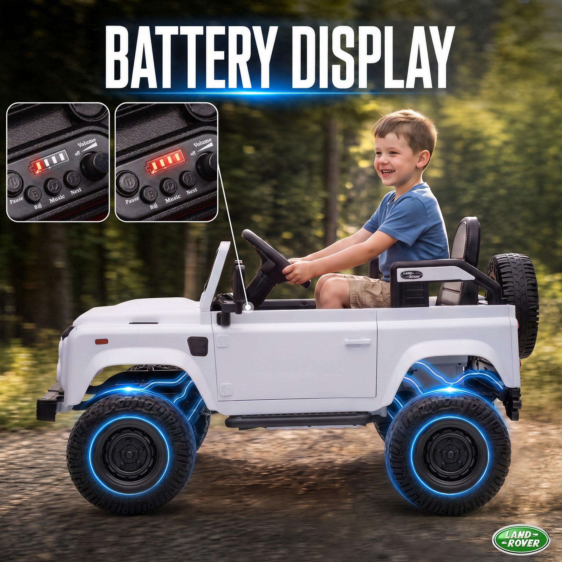 Qaba 12V Electric Car for Kids 3+ Years, Licensed Land Rover Defender Toddler Ride on Car w/ Remote Control, White
