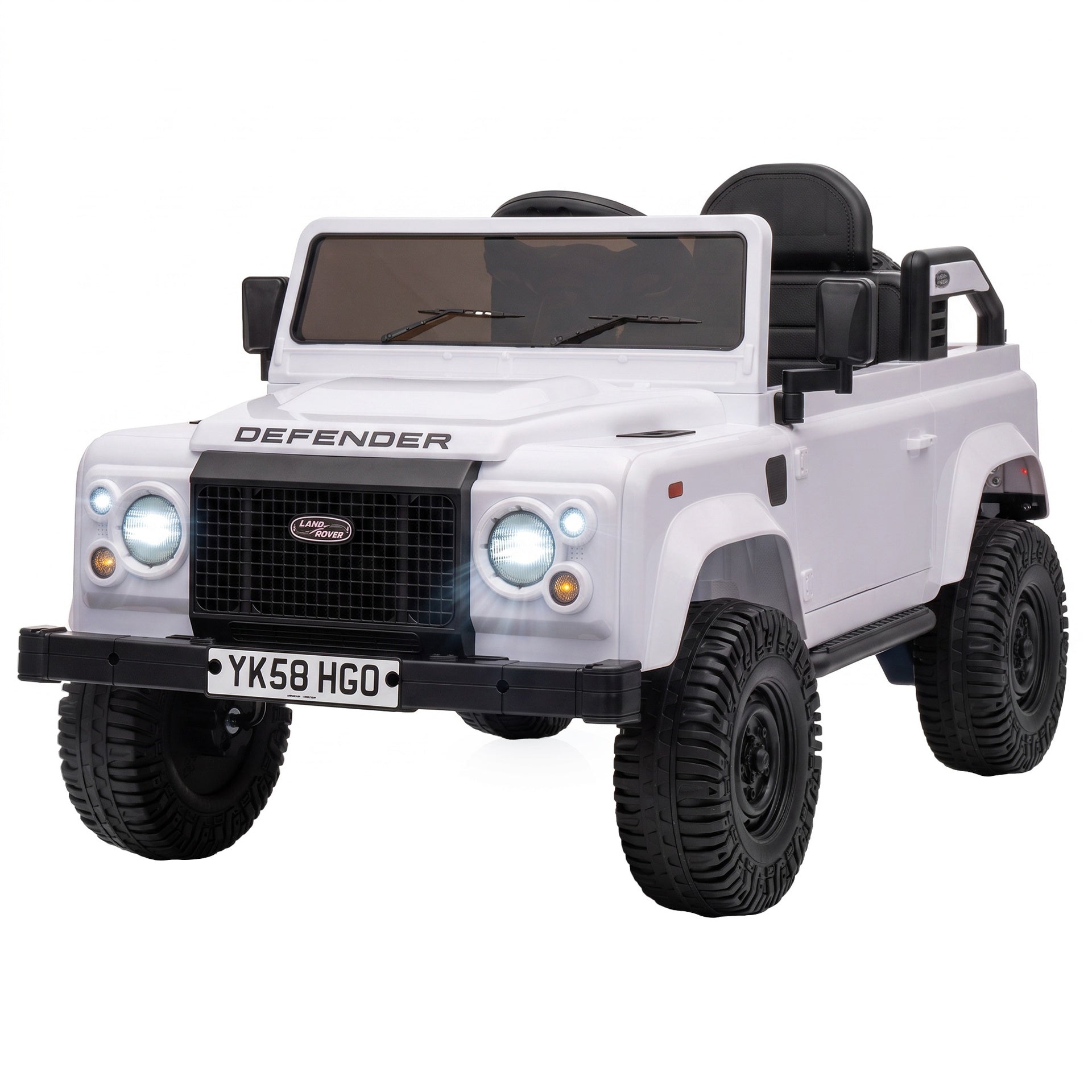 Qaba 12V Electric Car for Kids 3+ Years, Licensed Land Rover Defender Toddler Ride on Car w/ Remote Control, White