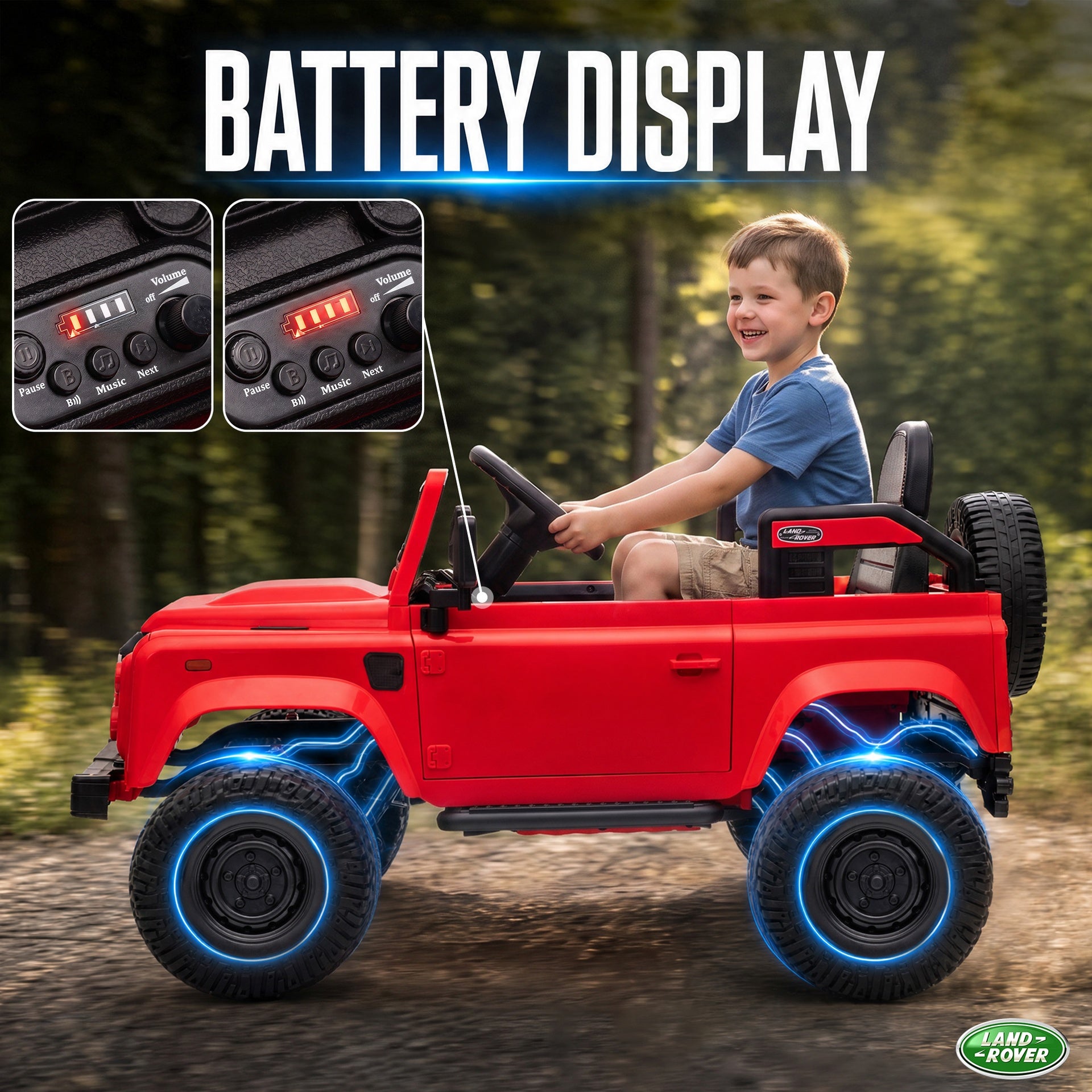 Qaba 12V Electric Car for Kids 3+ Years, Licensed Land Rover Defender Toddler Ride on Car w/ Remote Control, Red