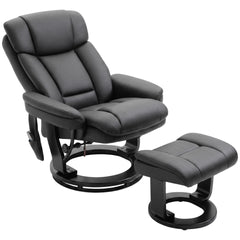 HOMCOM PU Leather Massage Recliner Chair with Ottoman, 10-Point Vibration, Swivel Armchair, Black