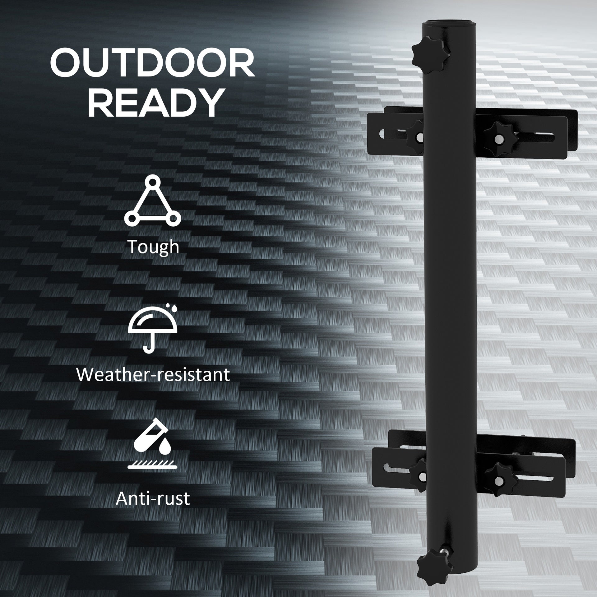 Outsunny Patio Umbrella Holder Stand for Deck Railing, Umbrella Deck Mount Bracket with Adjustable Clamps, Black