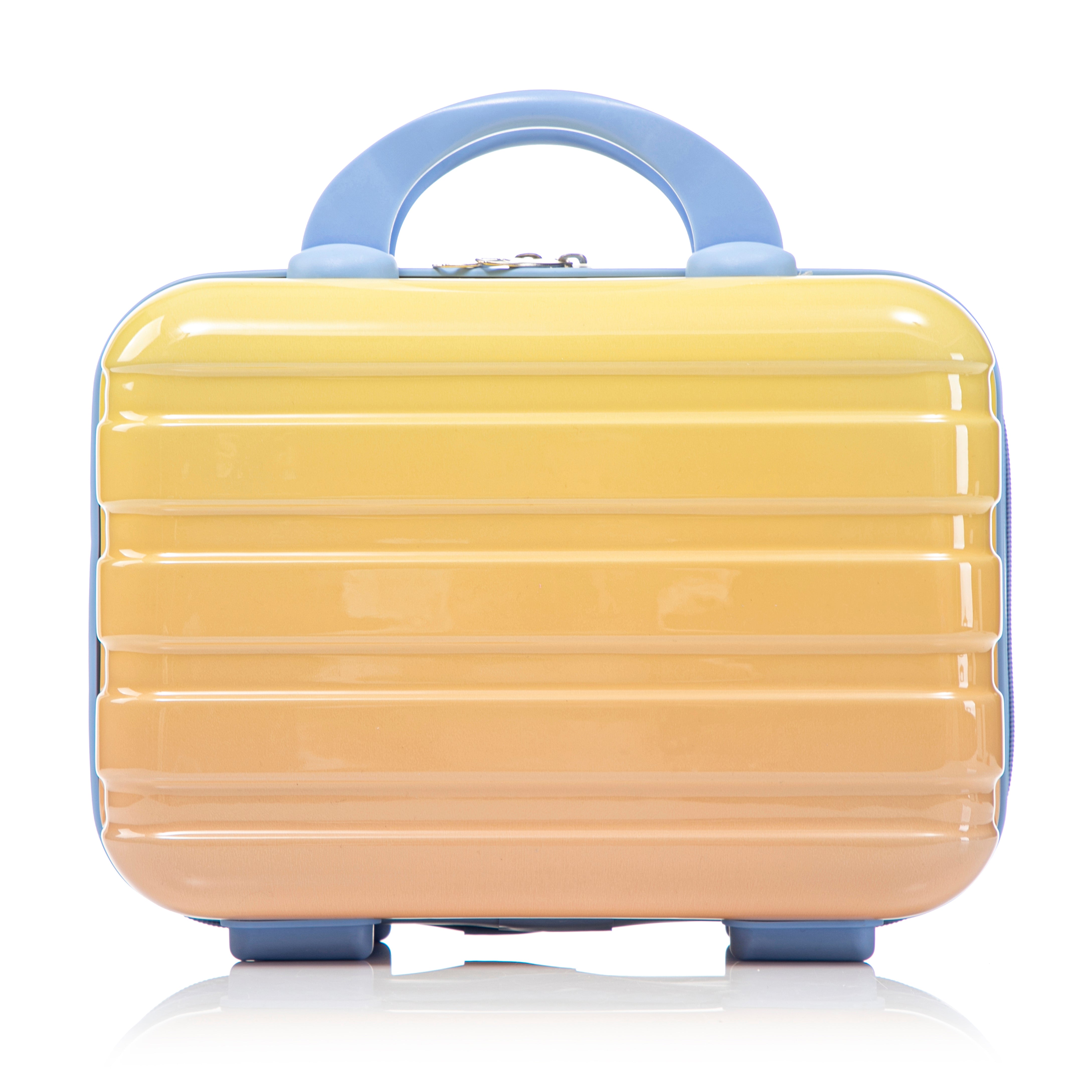 20" Carry-On Suitcase + 14" Cosmetic Case Set (PC Hard Shell, Gradient Blue/Yellow)
