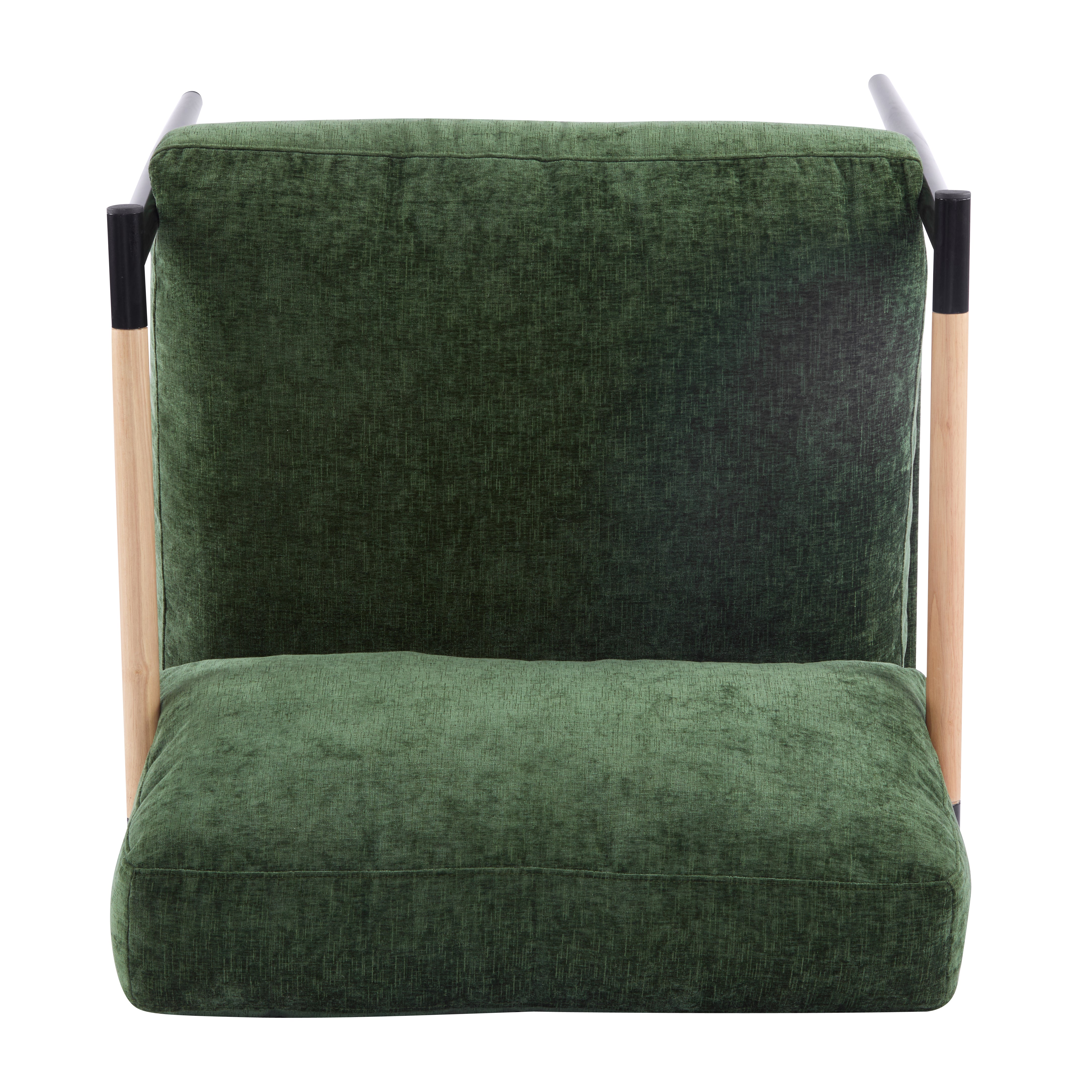 27.56" Modern Accent Chair with Plush Cushions, Minimalist Metal Frame, and Wooden Armrest Design – Perfect for Cozy Living Room, Bedroom, or Office Seating