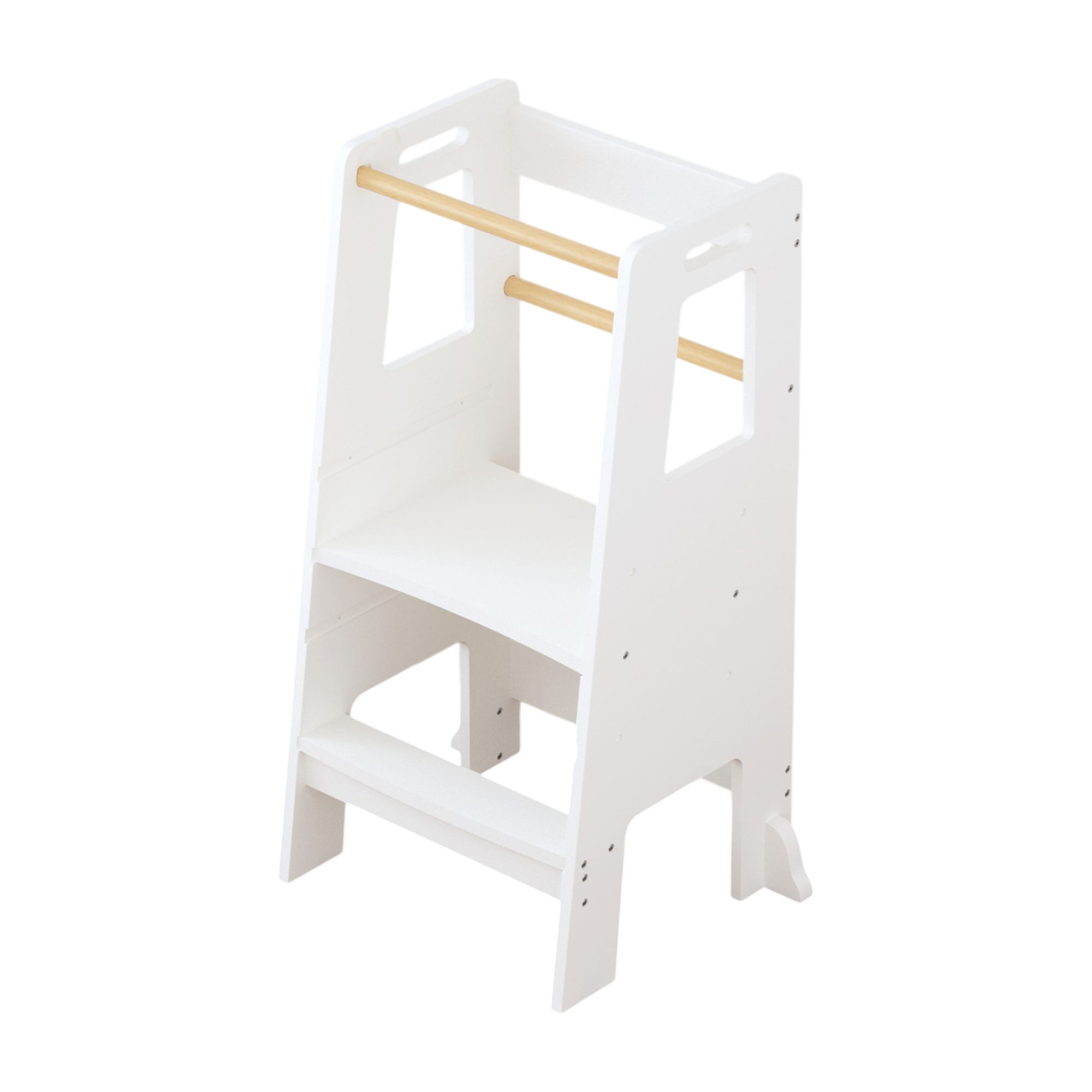 Kids Standing Tower, Child Kitchen Step Stool Toddler Wood Stepping Stool - Children's Montessori Stool - Adjustable Height, Ideal Kids Kitchen Step Stool for Learning New Skills, White