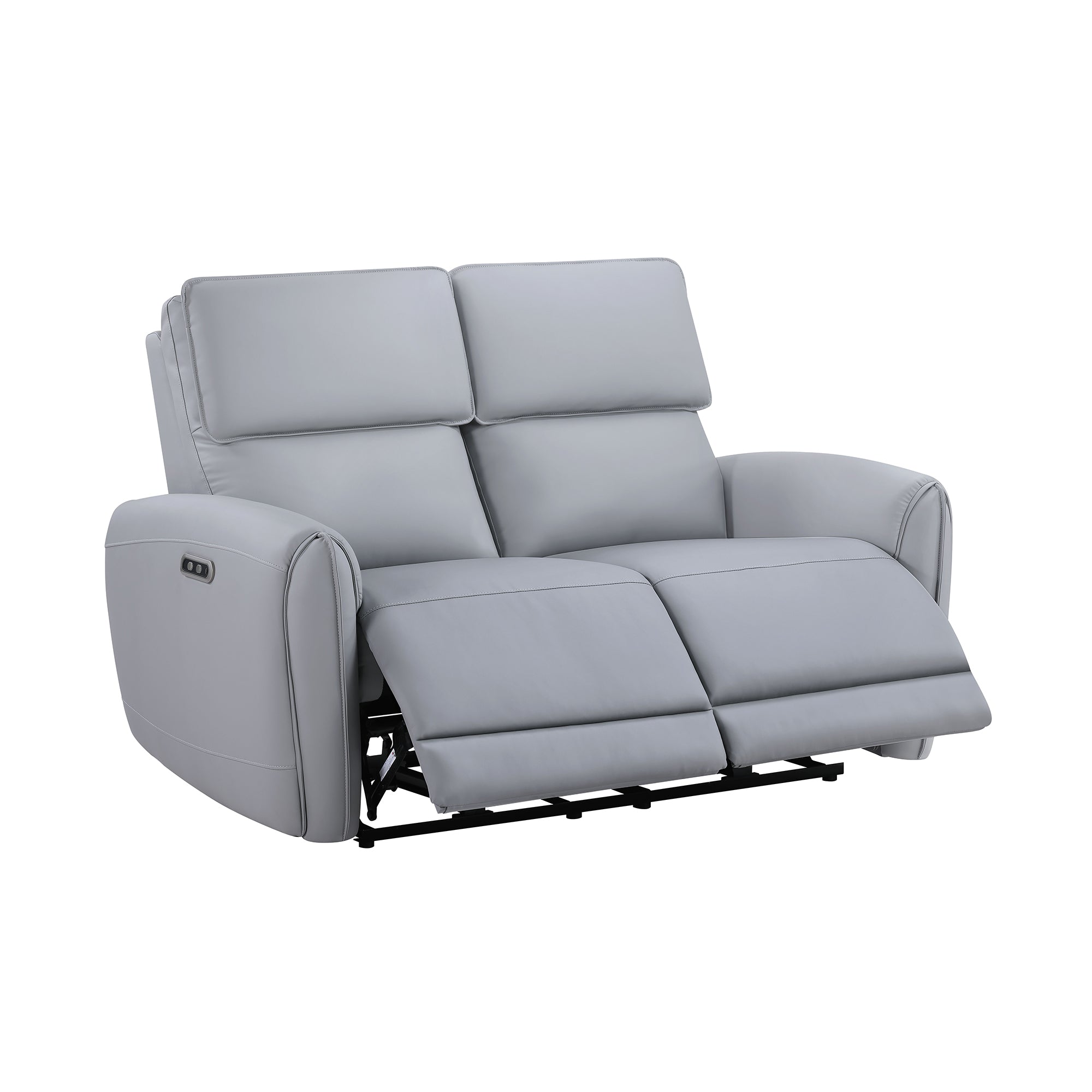 Jeromie Gray Synthetic Leather Power Motion Loveseat w/USB Port