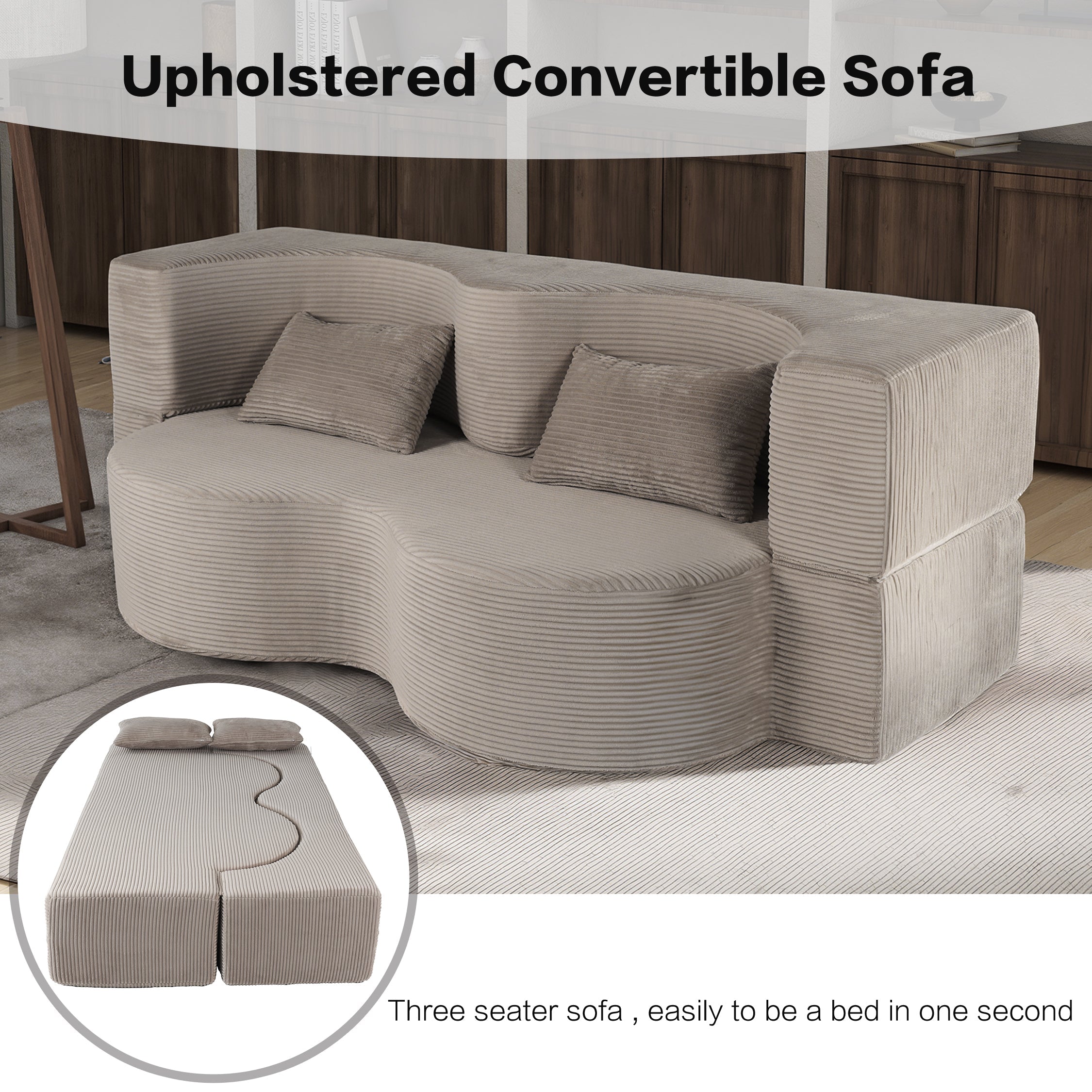 2-in-1 Foldable Sofa Bed (75")