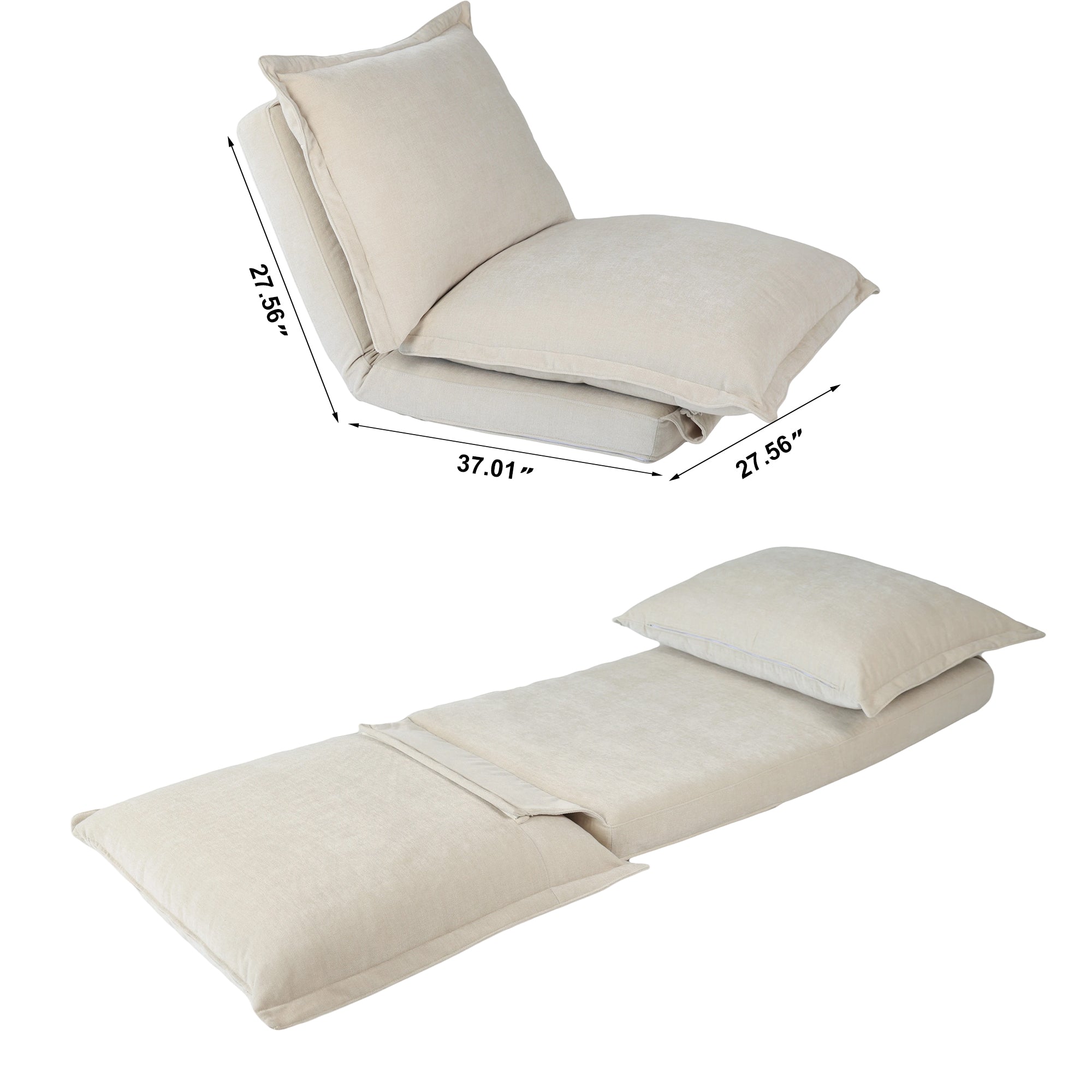Convertible Flip Chair Floor Sofa Bed (37")