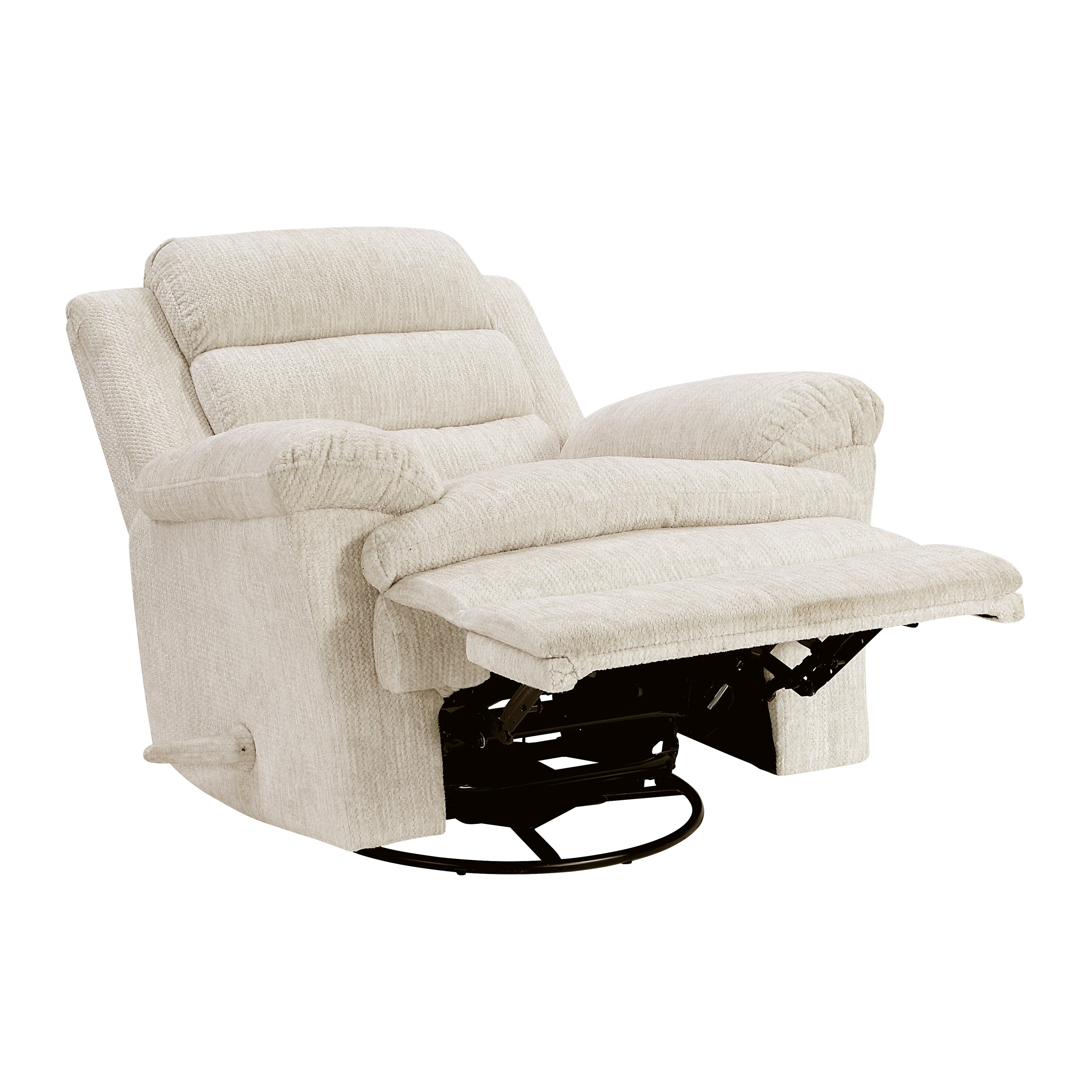 Glider Swivel Recliner Chair Beige Microfiber Upholstery Plywood Frame Durable Plush Comfort Living Room Furniture 1pc