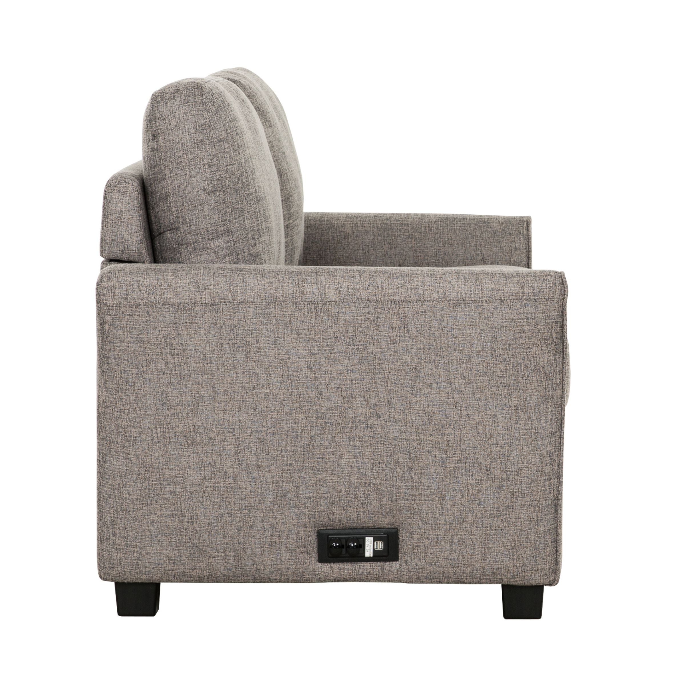 Convertible Sleeper Sofa Couch with USB Ports, Modern Living Room Furniture Full-Size Sofa Bed, Grey