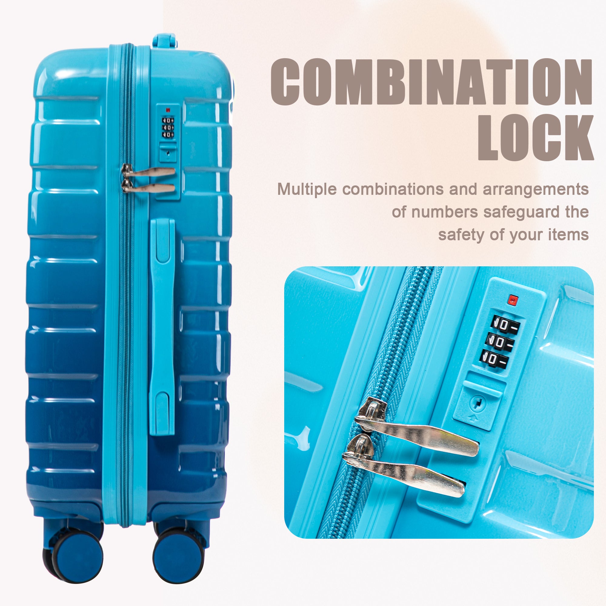 20" Carry-On Suitcase + 14" Cosmetic Case Set (PC Hard Shell, Gradient Navy/Light Blue)