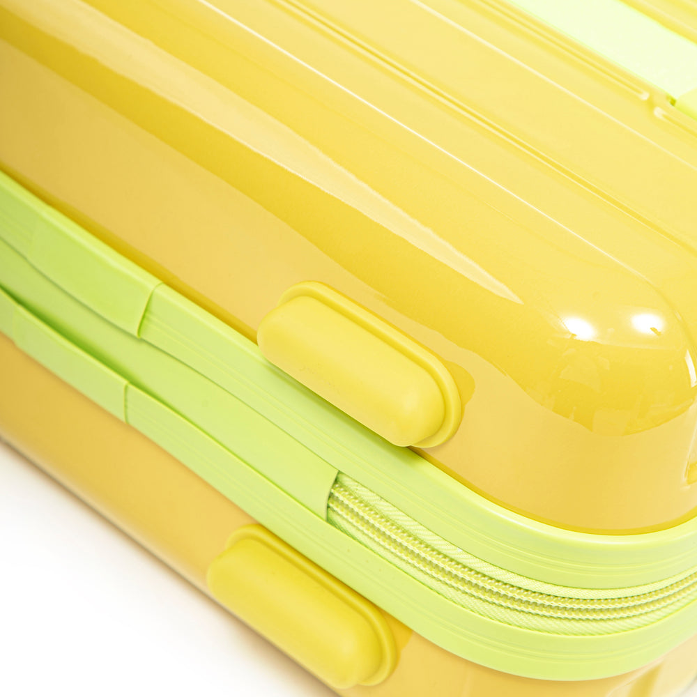 20" Carry-On Suitcase + 14" Cosmetic Case Set (PC Hard Shell, Gradient Yellow/Green)