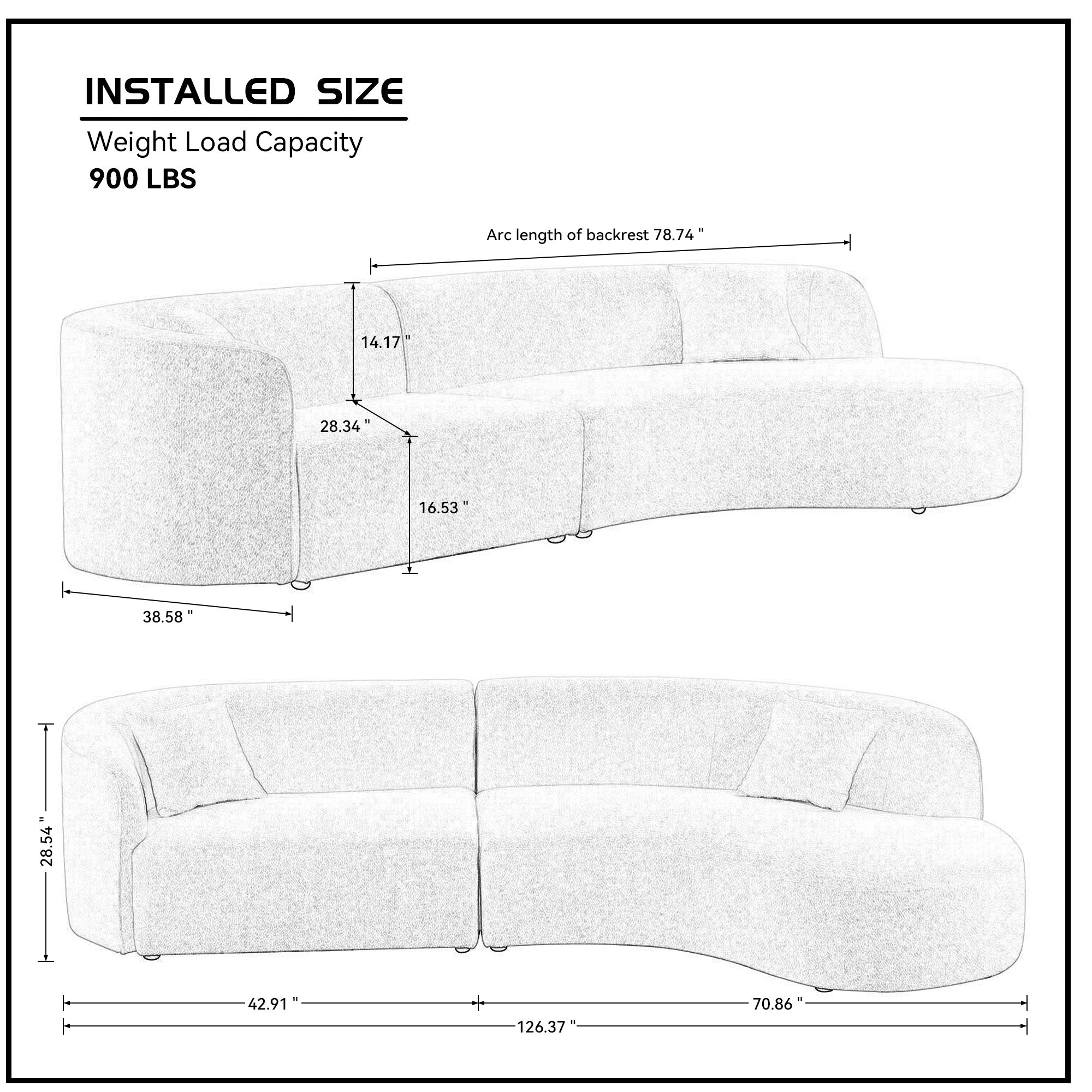 Luxury Modern Style Living Room Upholstery Curved Sofa with Chaise 2-Piece Set, Right Hand Facing Sectional,  Boucle Couch, White  (Same Sku:W876S00299)