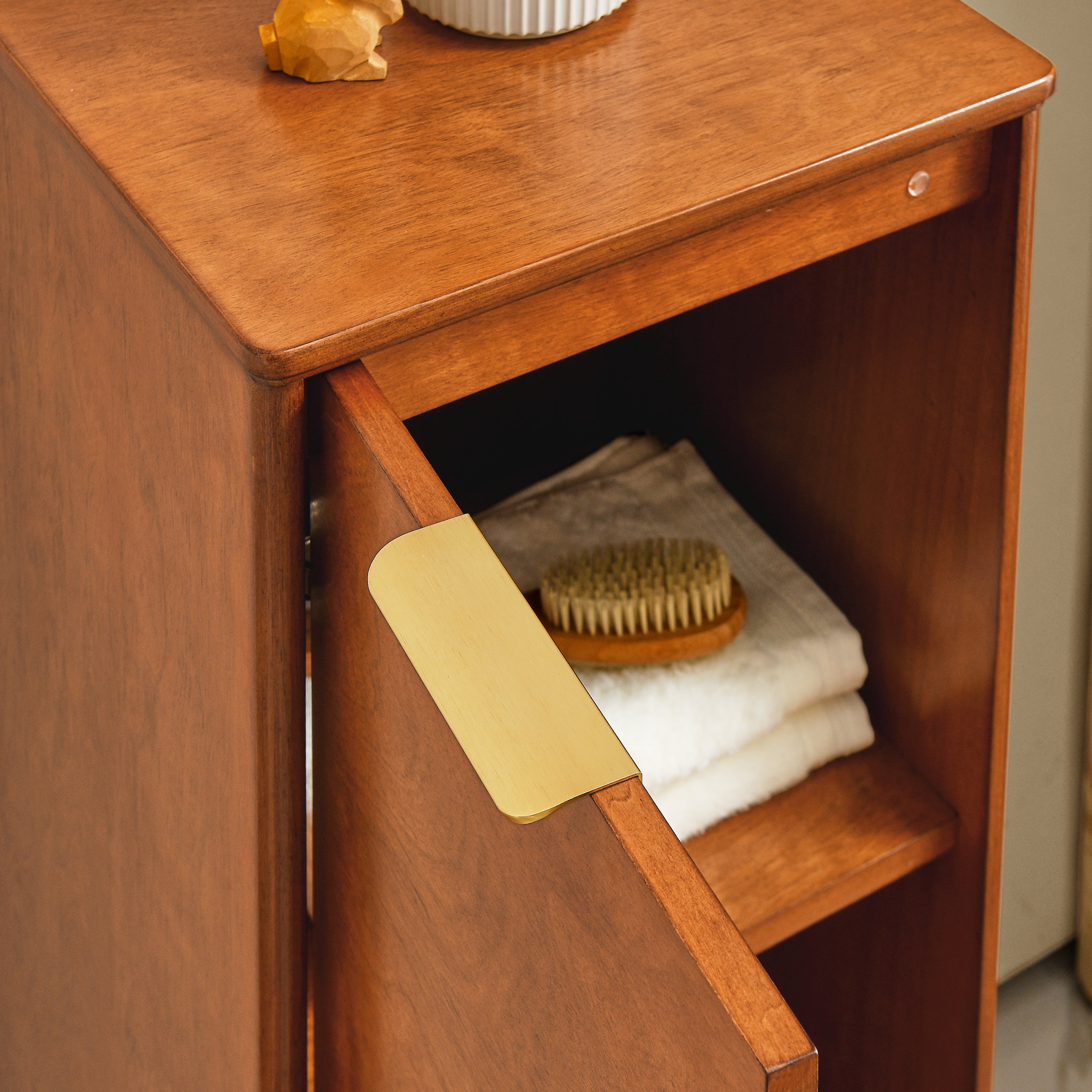 Modern Bathroom Floor Cabinet &Linen cabinet, Narrow Slim Small Storage Cabinet, Antique Brass(14.5"×12.6"×35.7")