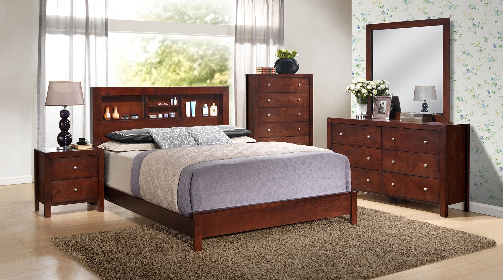 Transitional Cherry Full Bed For Timeless Elegance