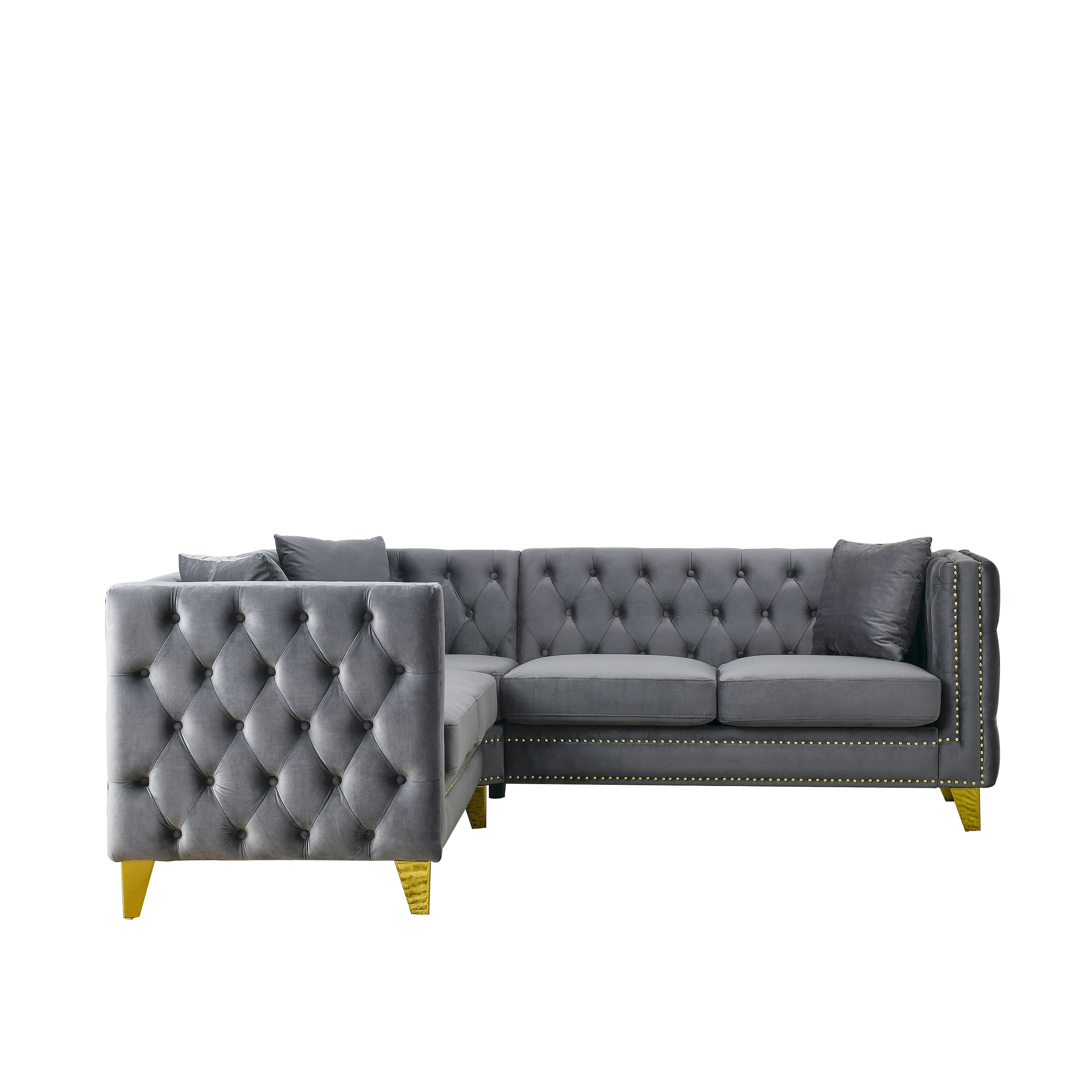 82.2-Inch Velvet Corner Sofa , L-Shaped Sectional Couch, 5-Seater Corner Sofas with 3 Cushions for Living Room, Bedroom, Apartment, Office