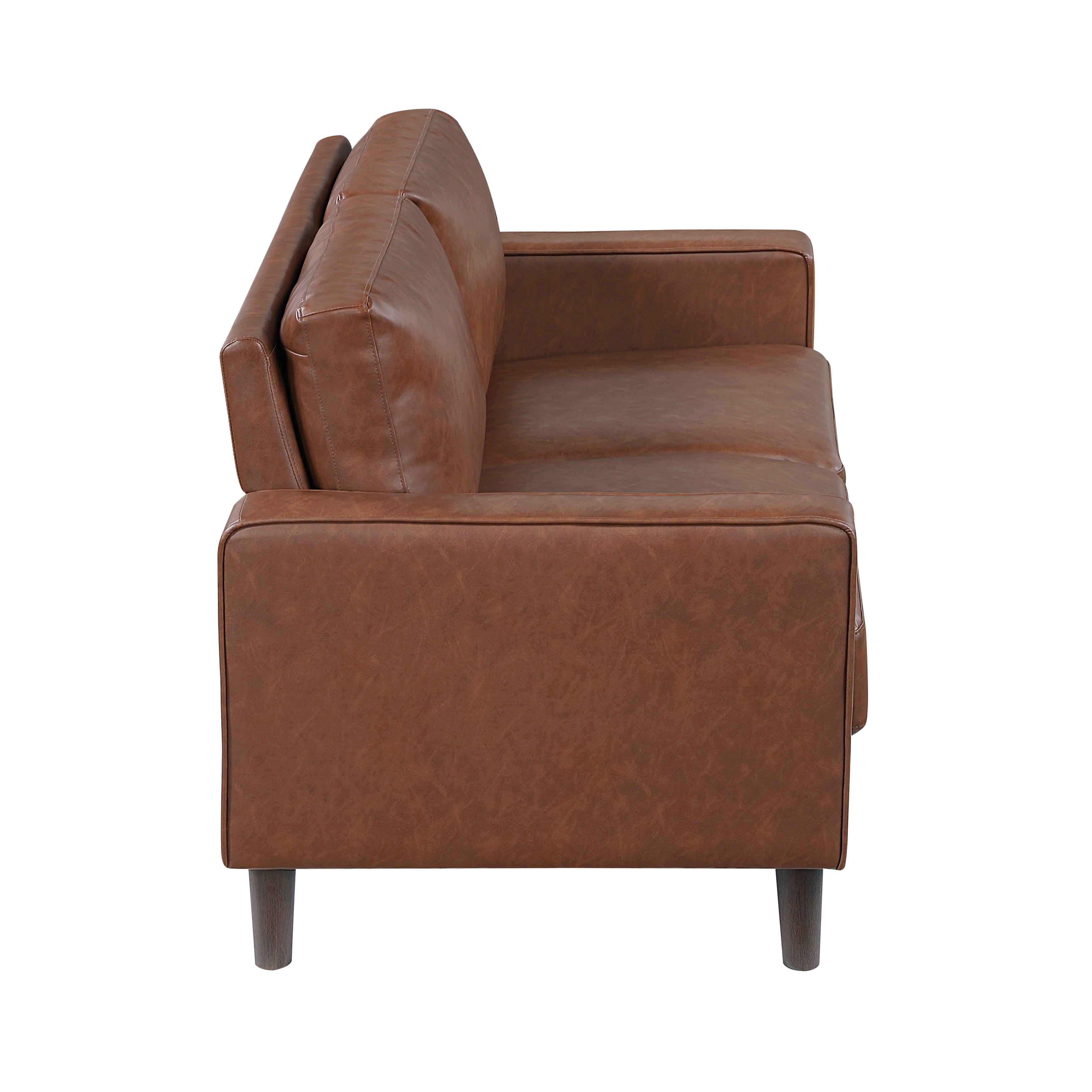Modern Living Room Furniture 2pc Set Sofa Loveseat Chocolate Faux Leather Upholstered Cushion Back Seat Solid Wood
