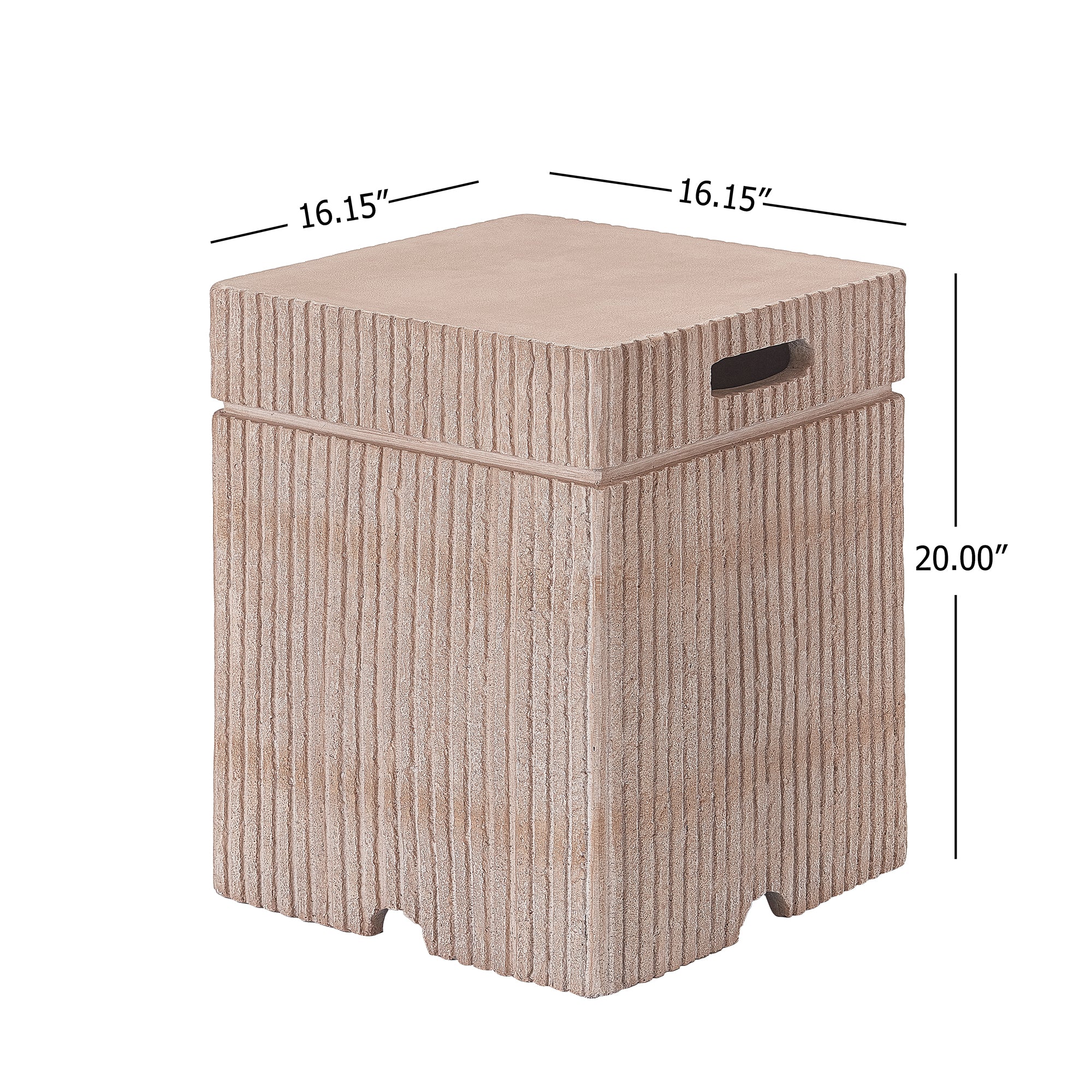 16.15x20 inch MGO Tank Holder/Side Table, Natural Travertine