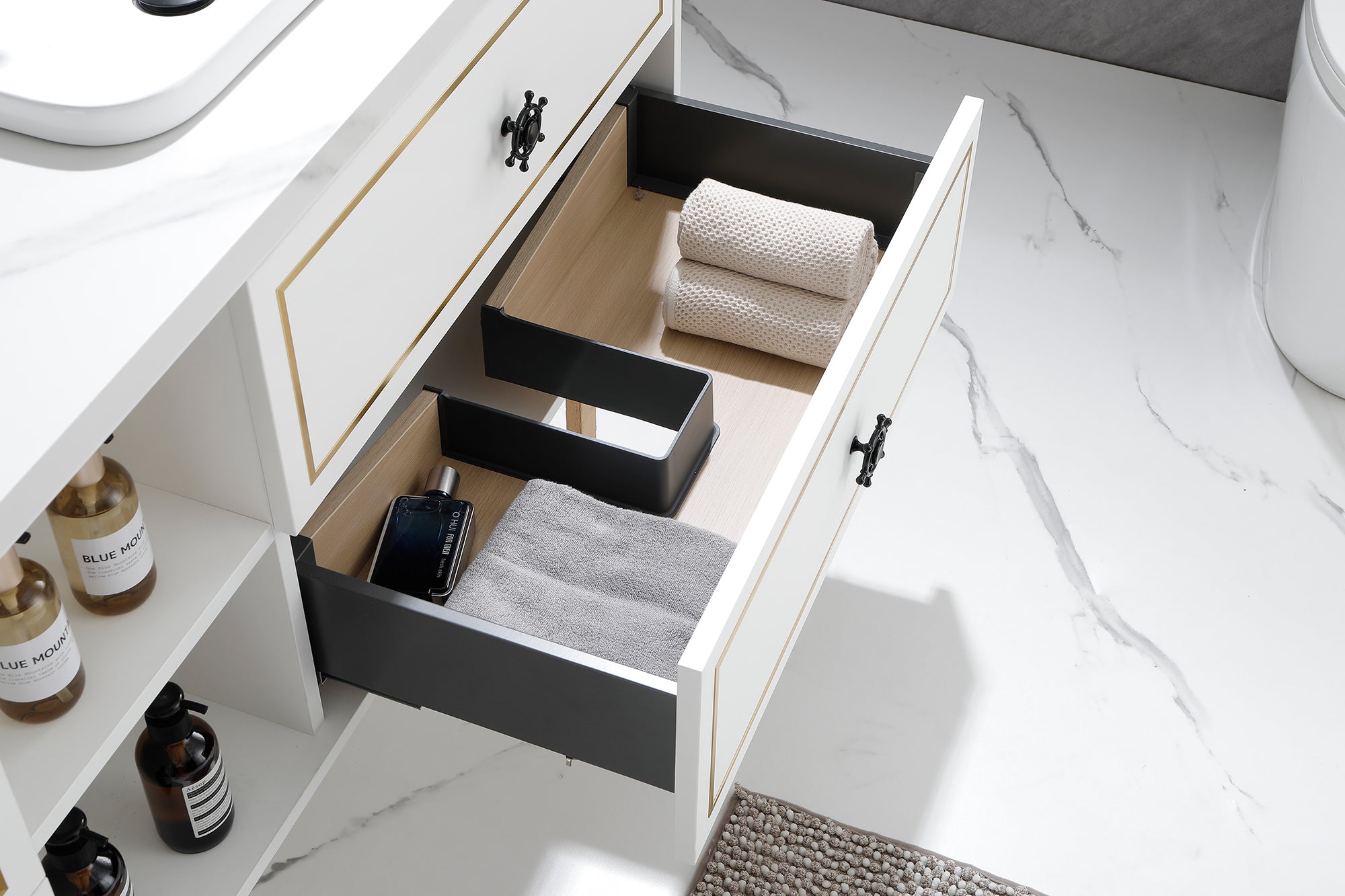 72" Wall Hung Bathroom Vanity Cabinet Fits Double Sinks, Cabinet Only (Countertop and Sinks Not Included)