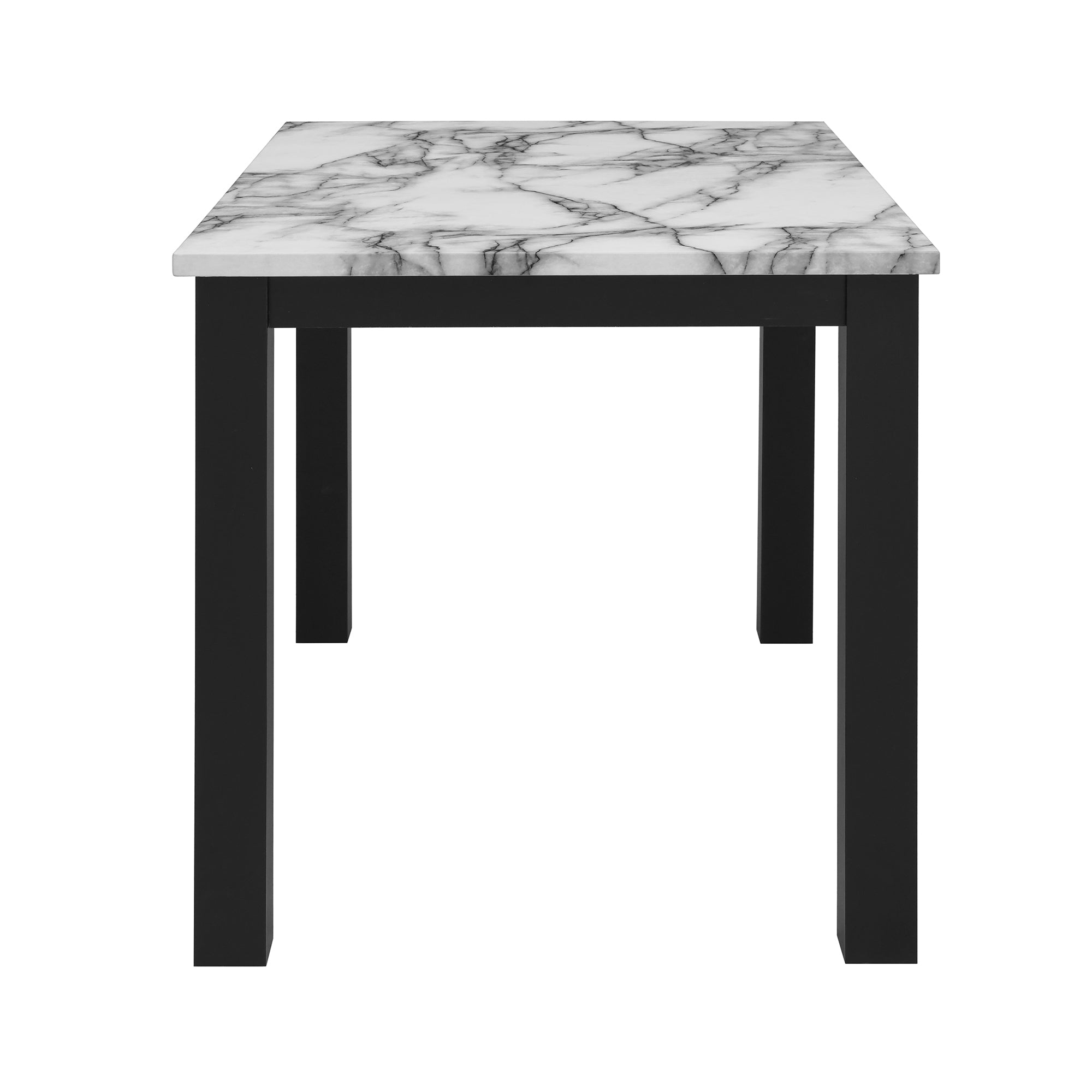 Sarang White and Black Dining Table and (4) Grey Dining Chairs