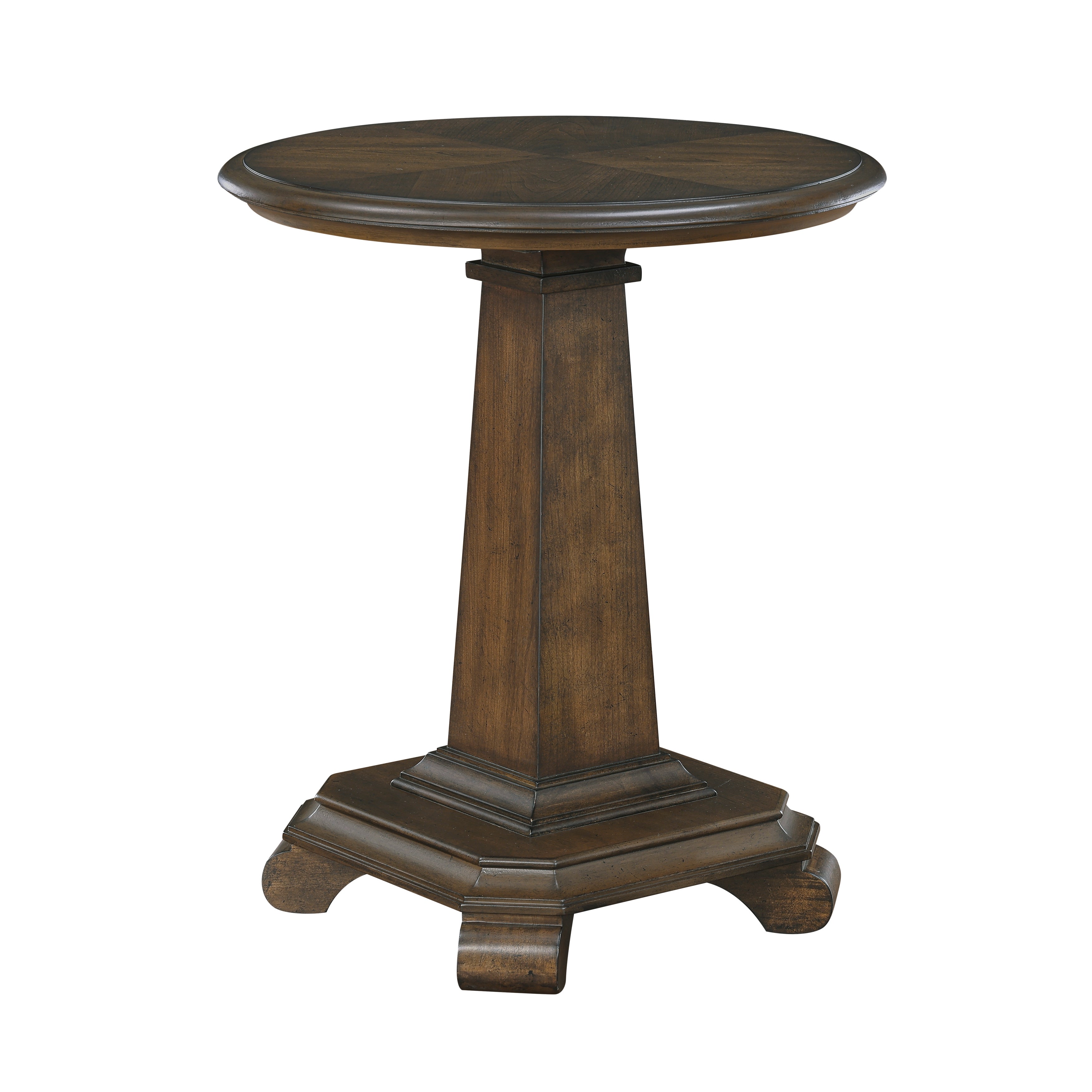 Classic Traditional Brown Finish Round Pedestal End Table Durable Wood Living Room Furniture 1pc