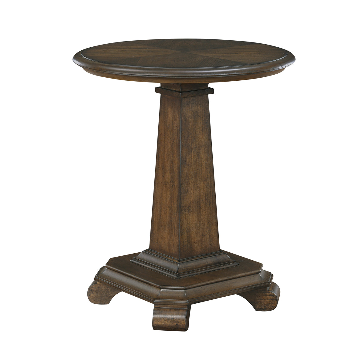 Classic Traditional Brown Finish Round Pedestal End Table Durable Wood Living Room Furniture 1pc