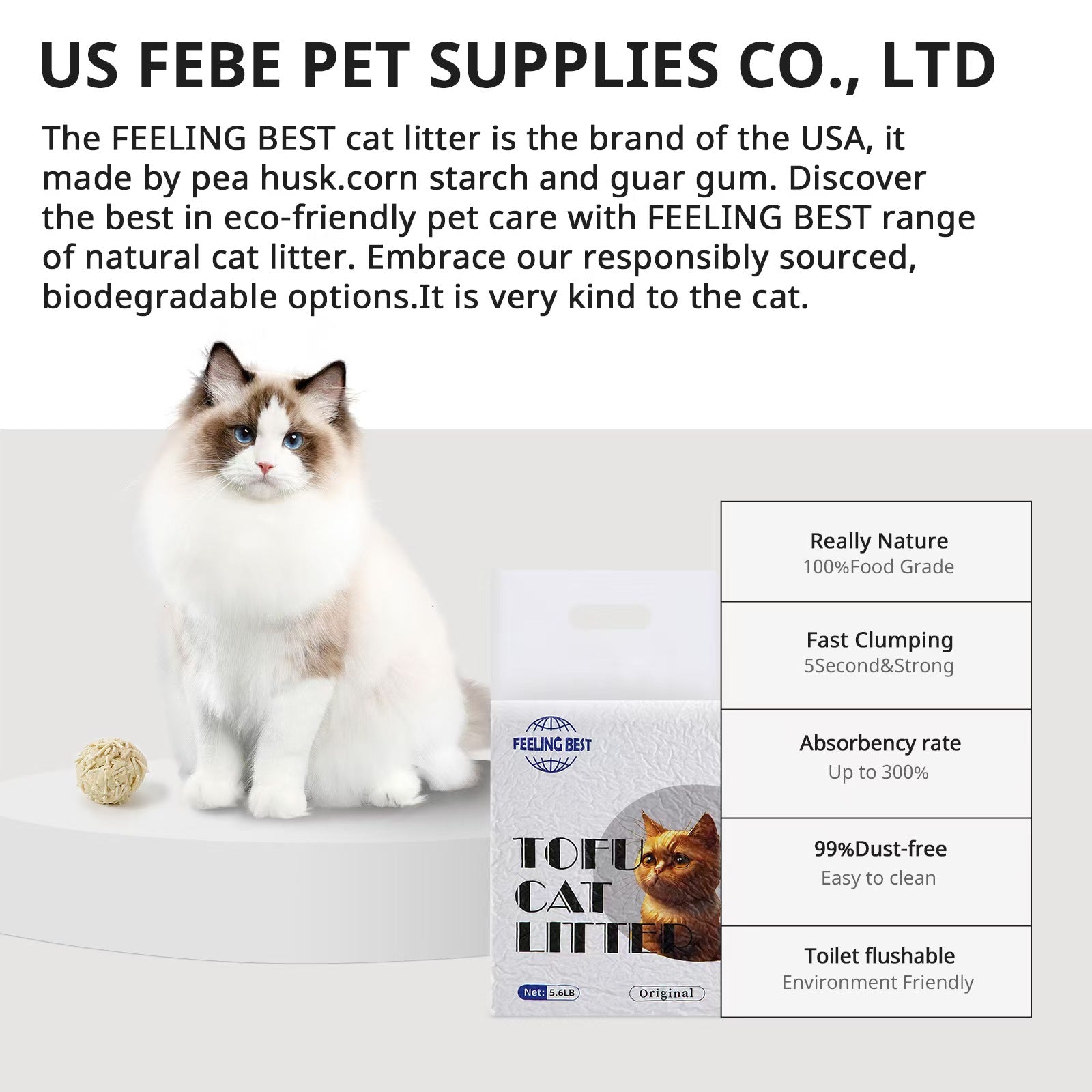 FEELING BEST Tofu Cat Litter - OR1 (Original) - 6 Pack
