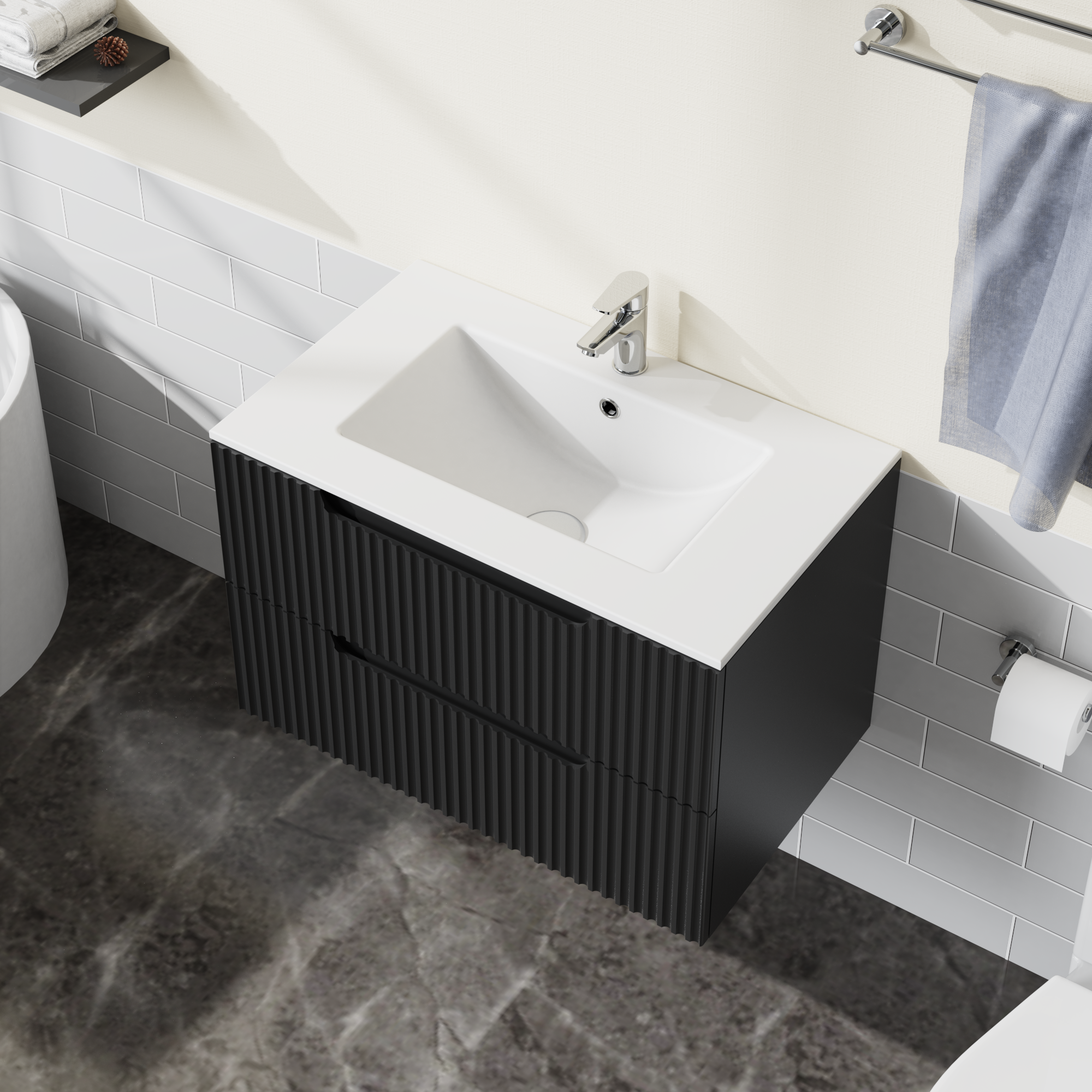 30 inch Undermount Ceramic Sink for Bathroom Vanity, White
