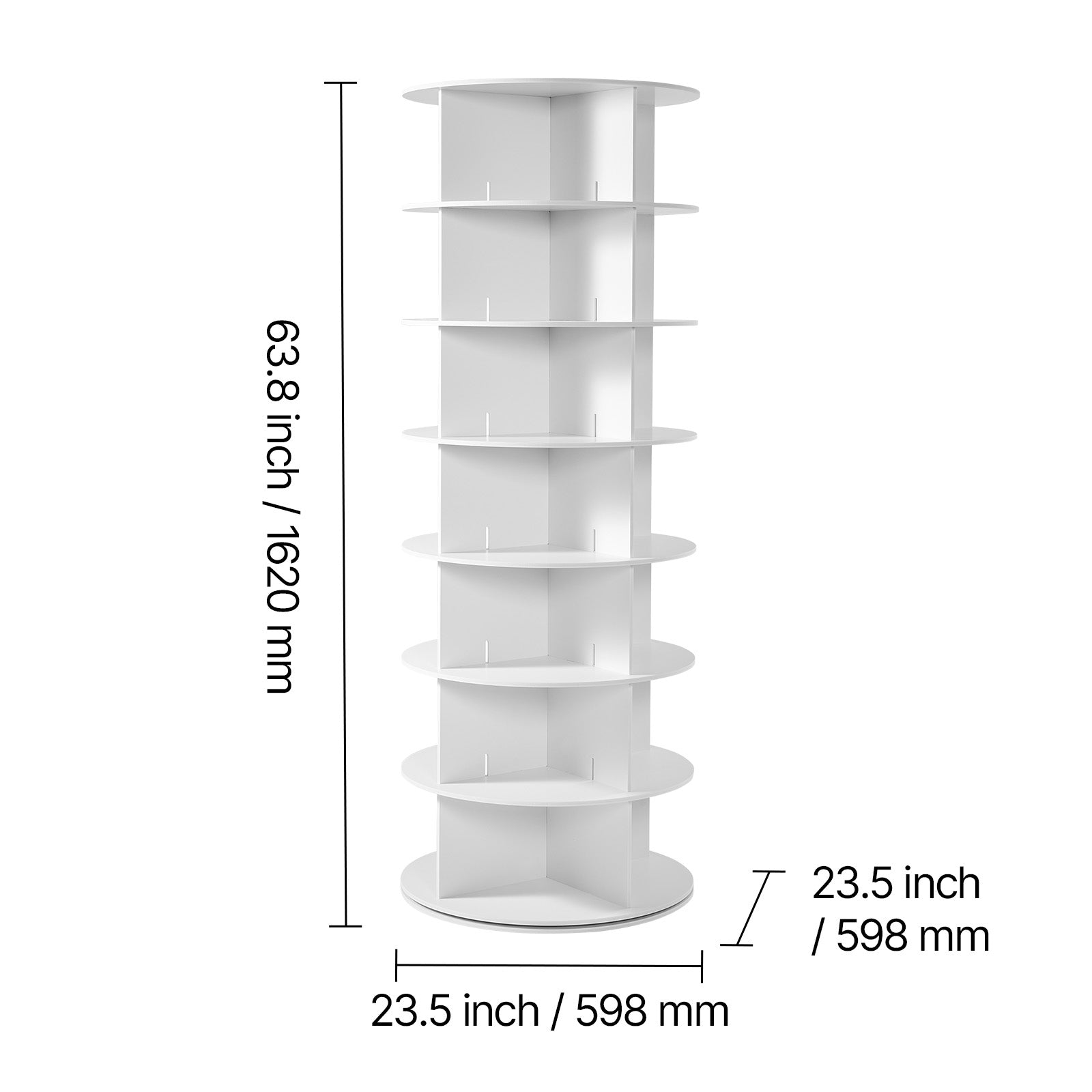 7 Tiers Rotating Shoe Rack Tower, 360° Spinning Shoe Rack, Revolving Storage Round Carousel Display, Freestanding Lazy Susan Organizer Display for Bedroom, Living Room, Entryway, Closet, White