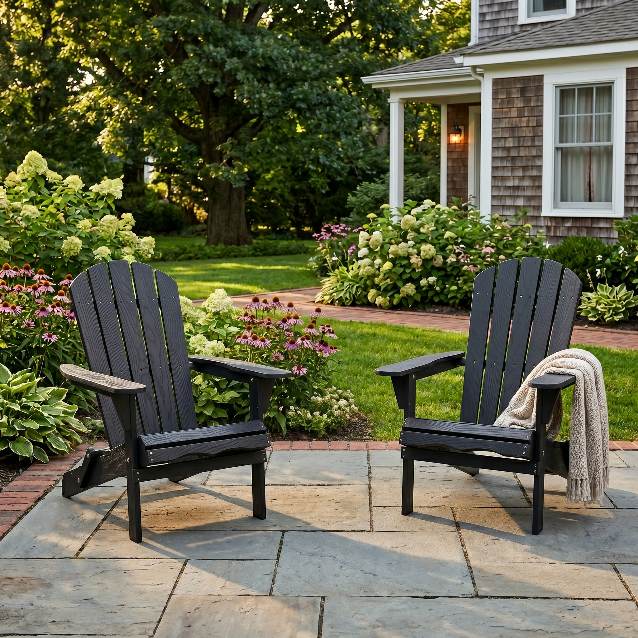 Wood Lounge Patio Chair for Garden Outdoor Wooden Folding Embossed Adirondack Chair Solid Cedar Wood Lounge Patio Chair with Wood Grain