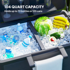 Outsunny 104 Quart Large Capacity Outdoor Cooler Cart, Patio Rolling Ice Chest with Bottle Opener Shelves Wheels, Black