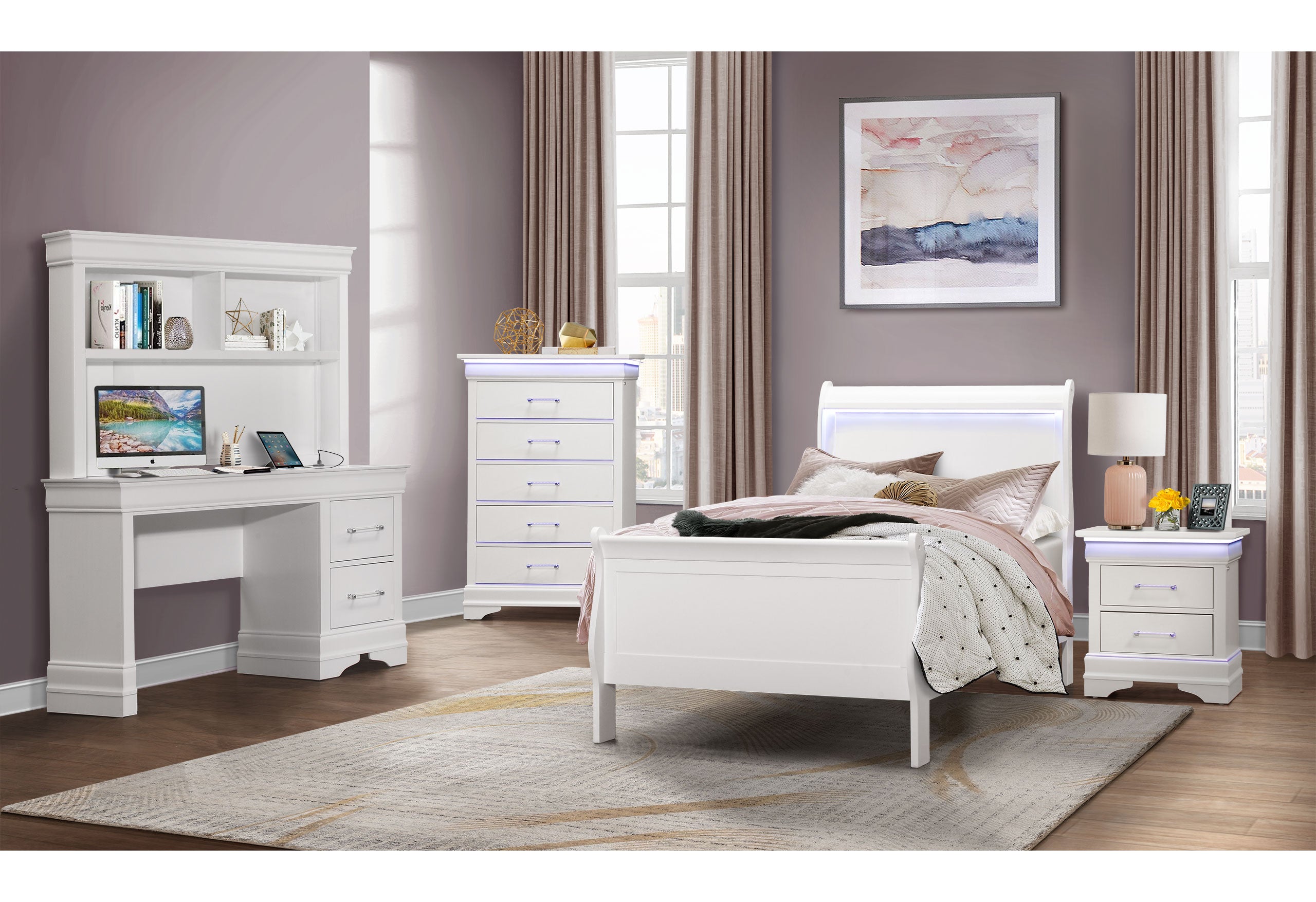 CHARLSTON White Twin Bed