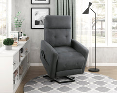 Power Lift Chair with Massage and Heat Comfort Dark Gray Upholstery Living Room Furniture 1pc Power Reclining Motion Chair