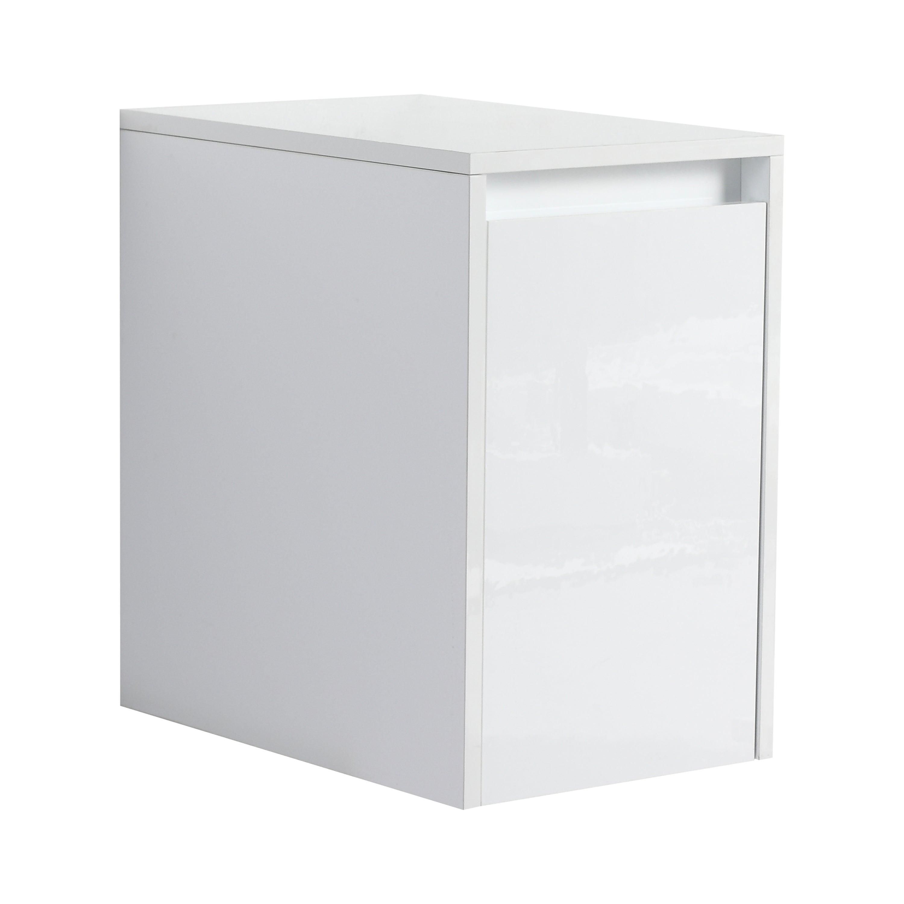 36" Bathroom Vanity With Resin Sink , 2-Soft Close Doors and 1-Side Cabinet, Float Mounting Design, Glossy White, Plywood(KD-Packing)
