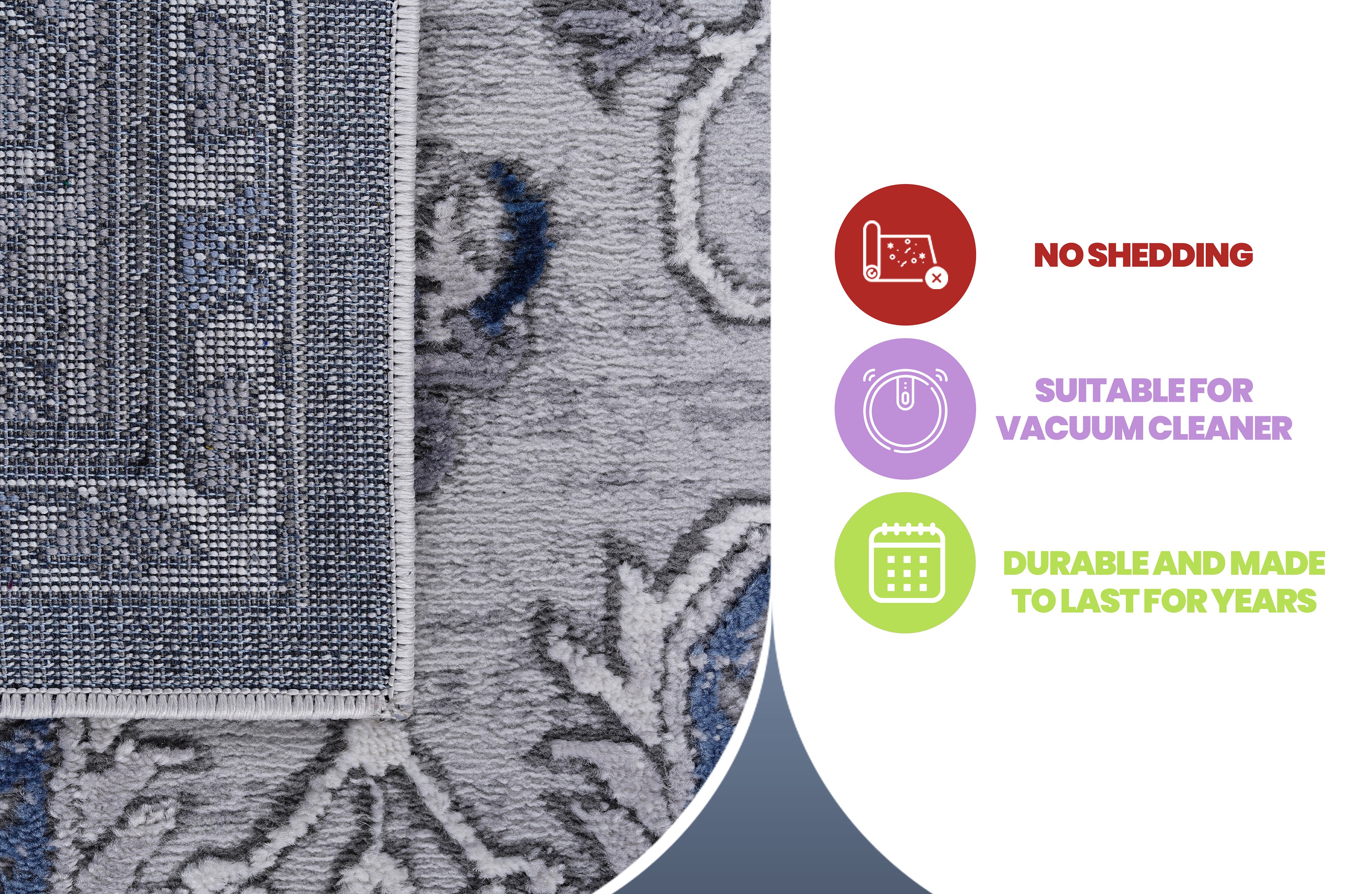 MARFI Collection 2X8 Grey / Blue / Oriental Runner Rug