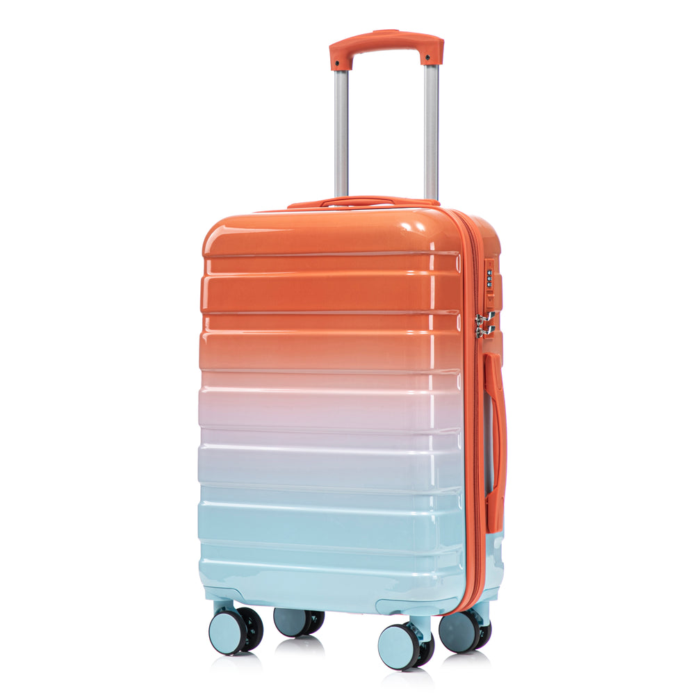 20" Carry-On Suitcase + 14" Cosmetic Case Set (PC Hard Shell, Gradient Blue/Red)